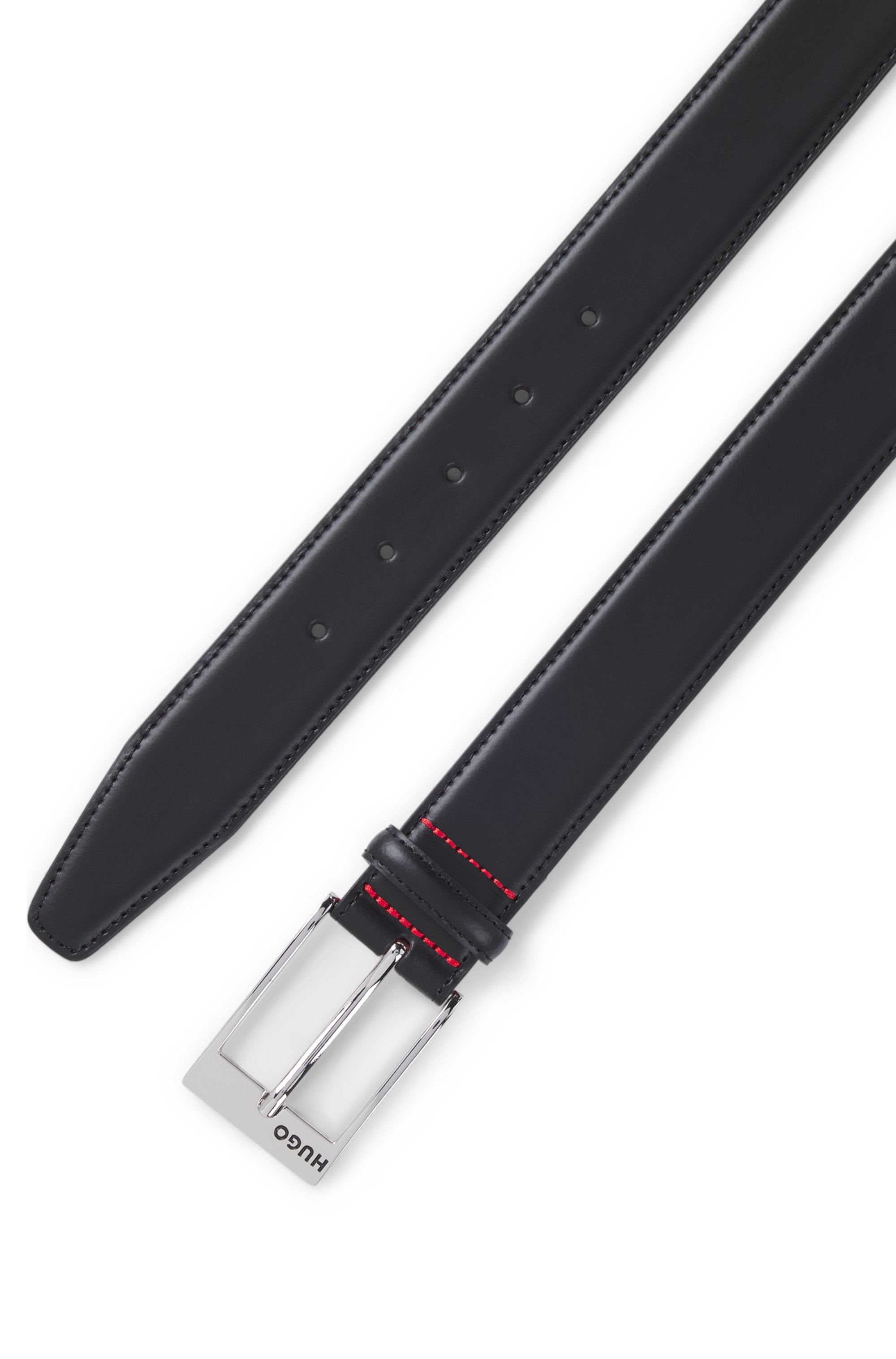 Patent-leather belt with red lining
