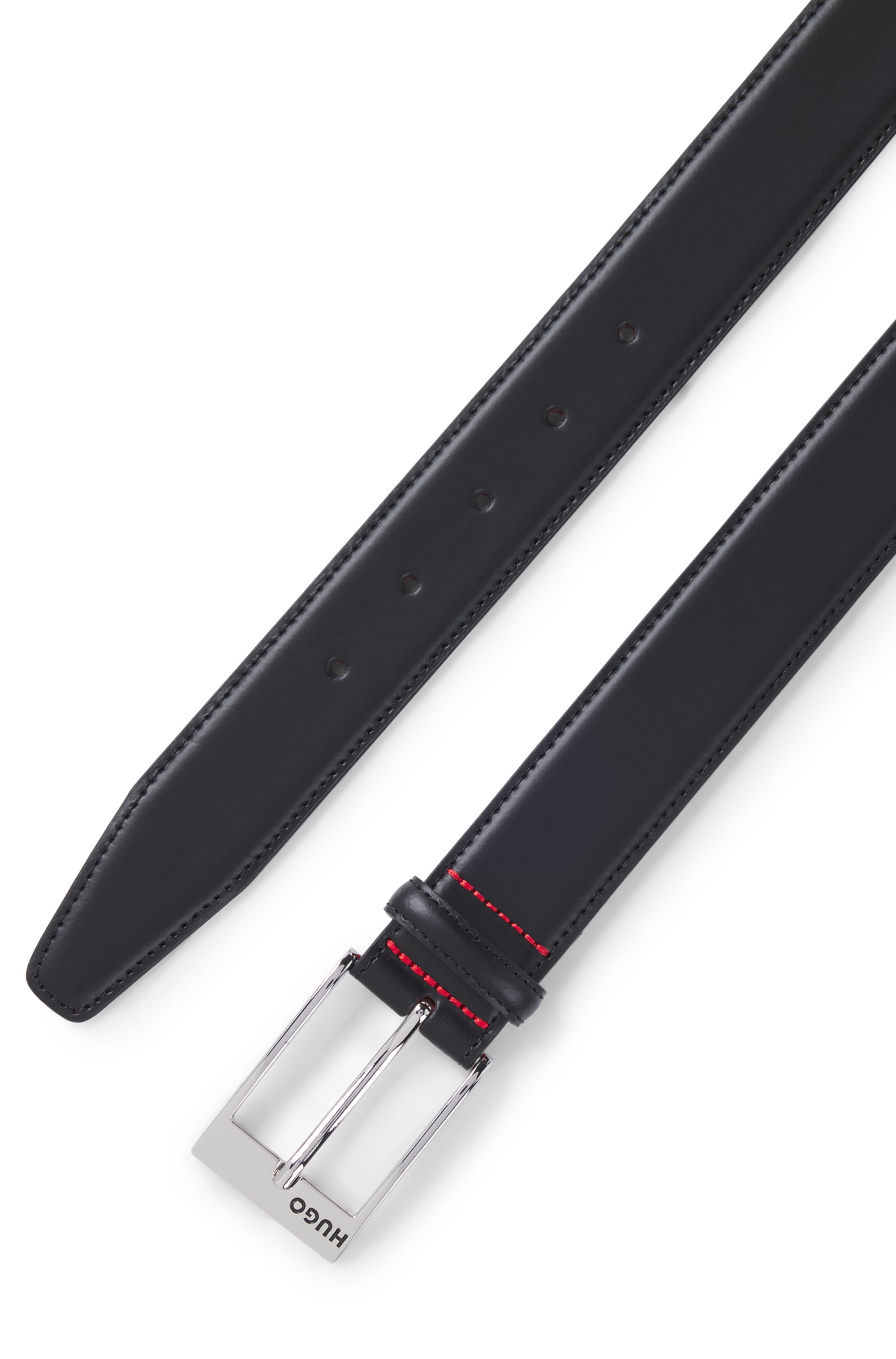 Patent-leather belt with red lining