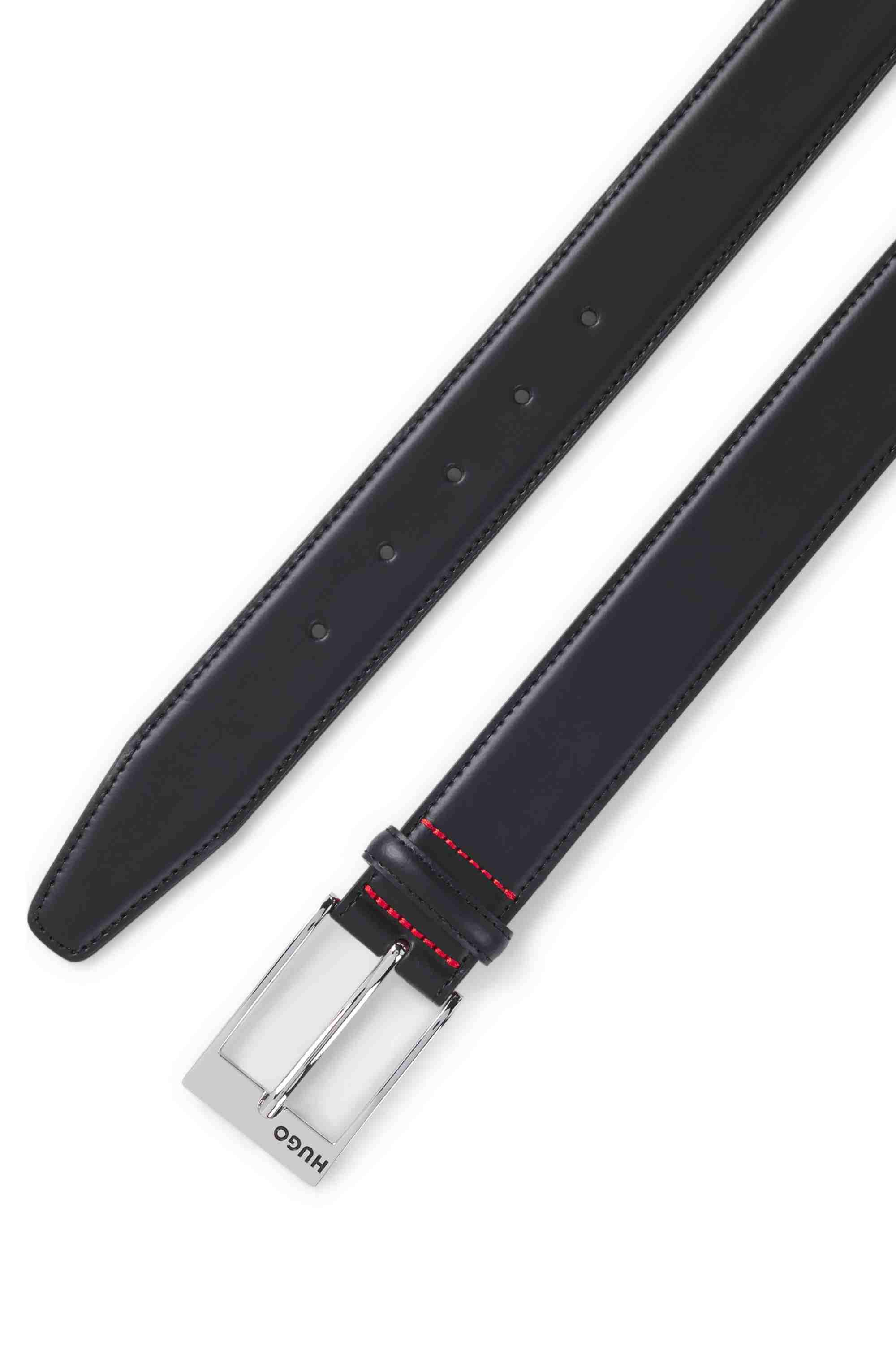 Patent-leather belt with red lining