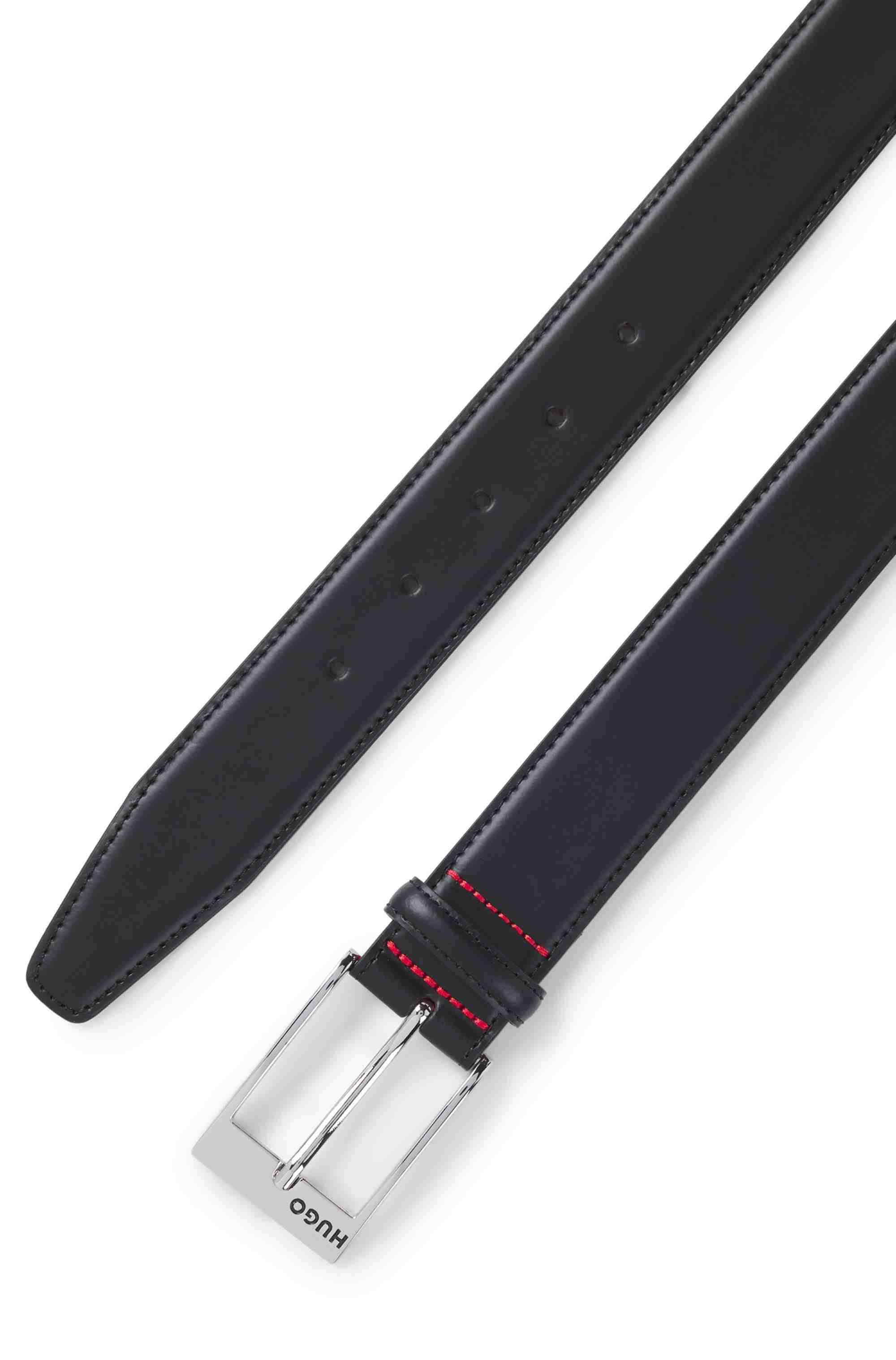 Patent-leather belt with red lining