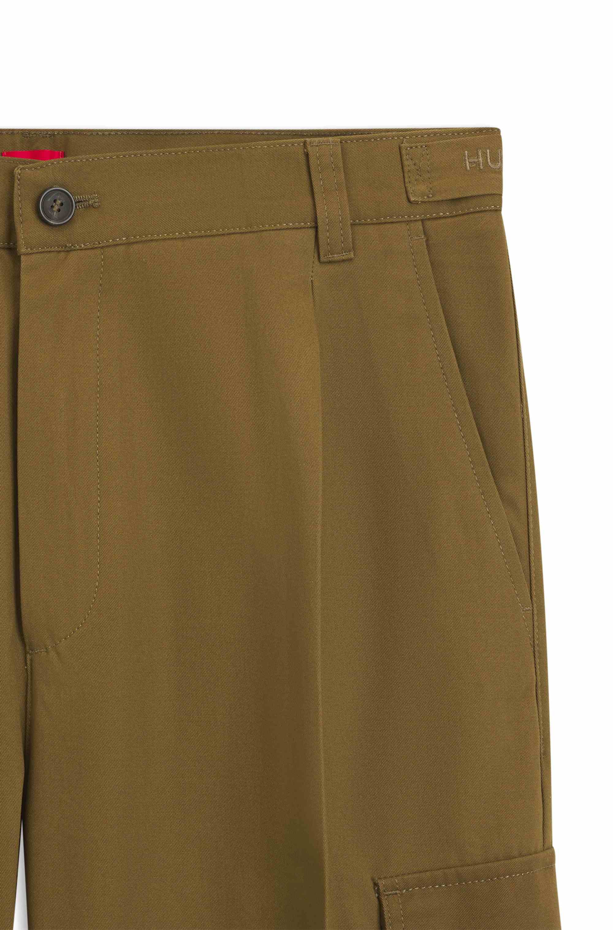 Slim-fit cargo trousers in mercerised cotton