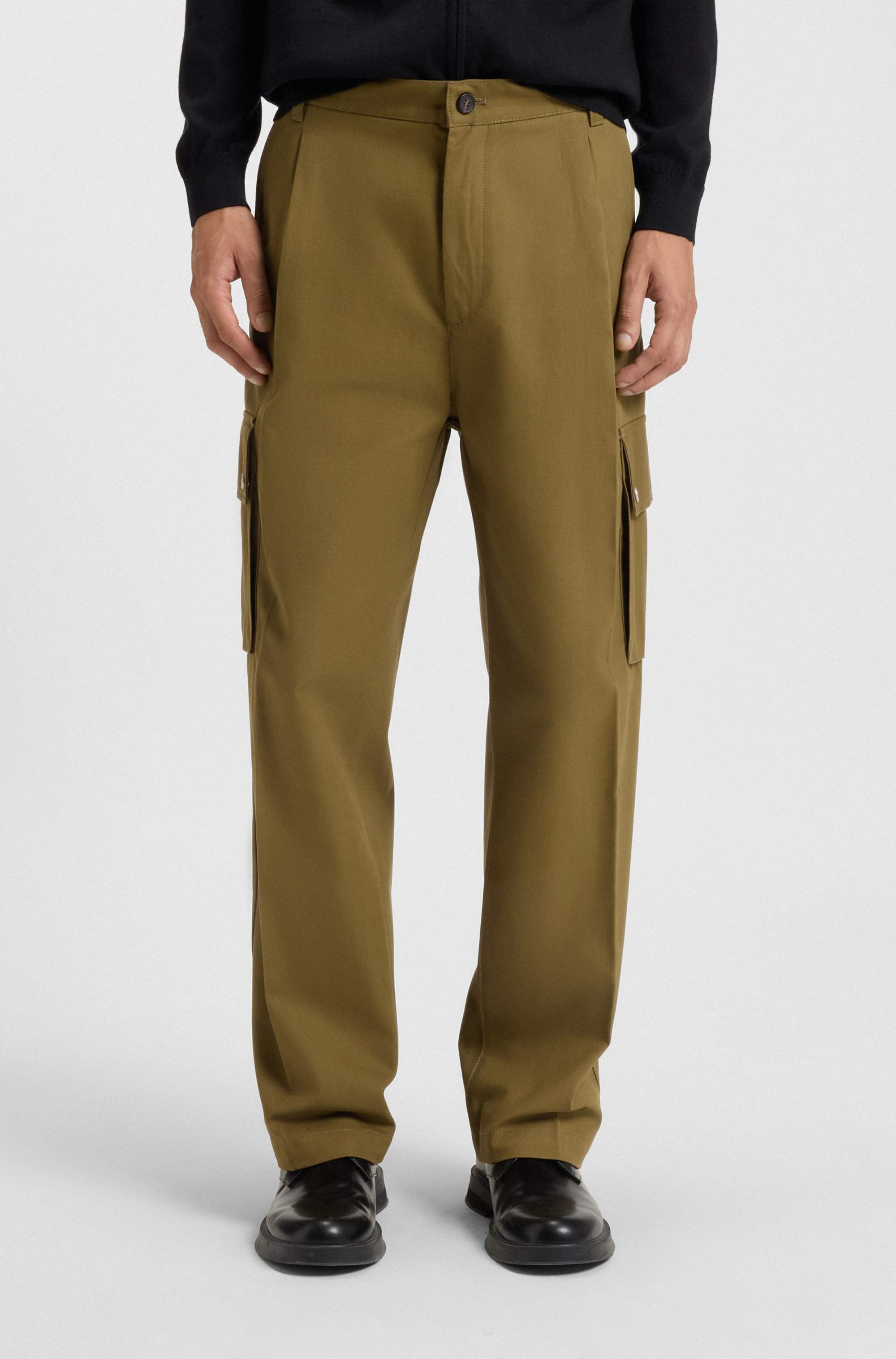 Slim-fit cargo trousers in mercerised cotton