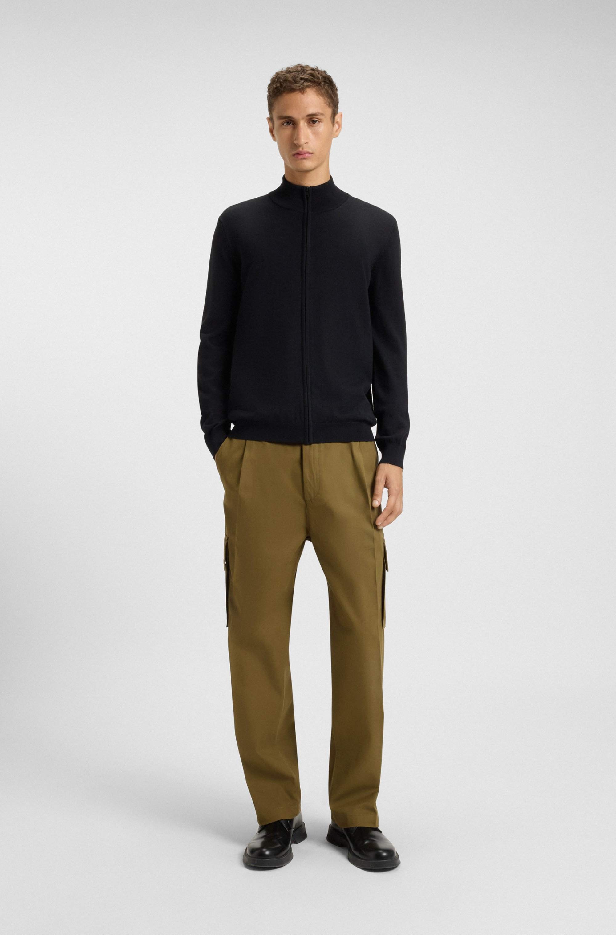 Slim-fit cargo trousers in mercerised cotton