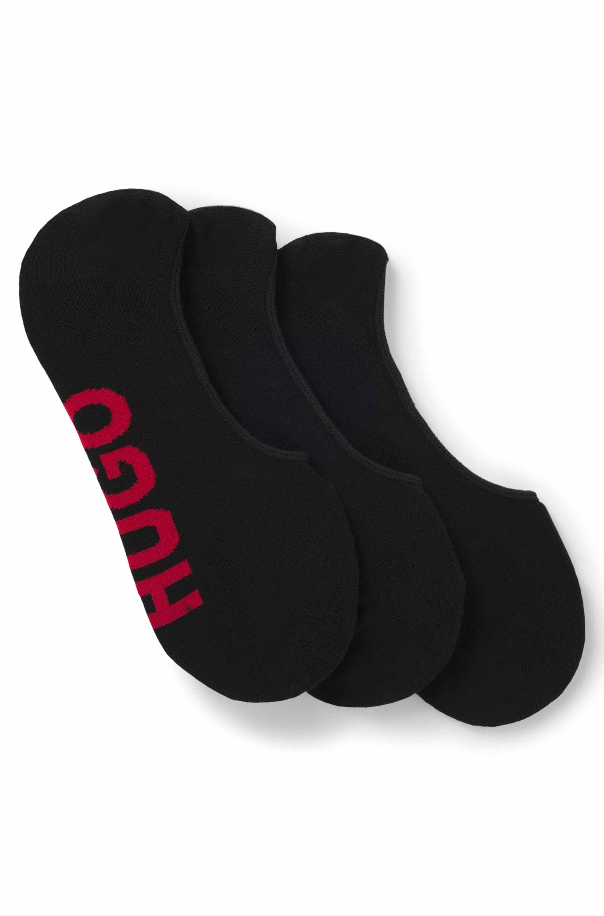 Three-pack of invisible socks with large logos