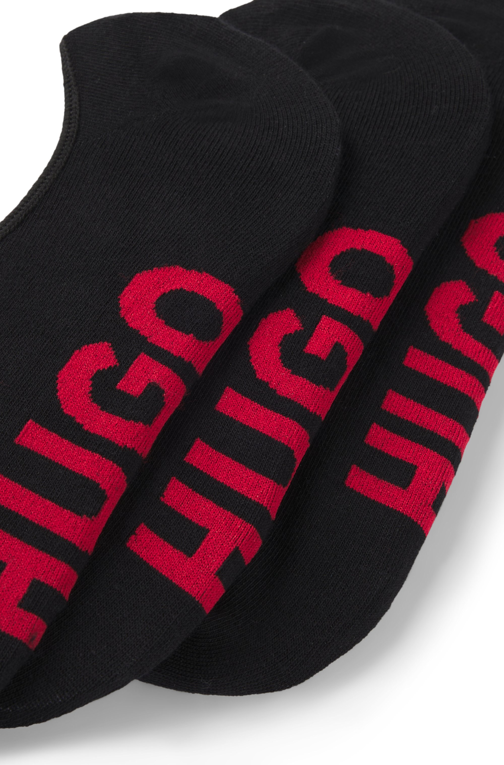 Three-pack of invisible socks with large logos