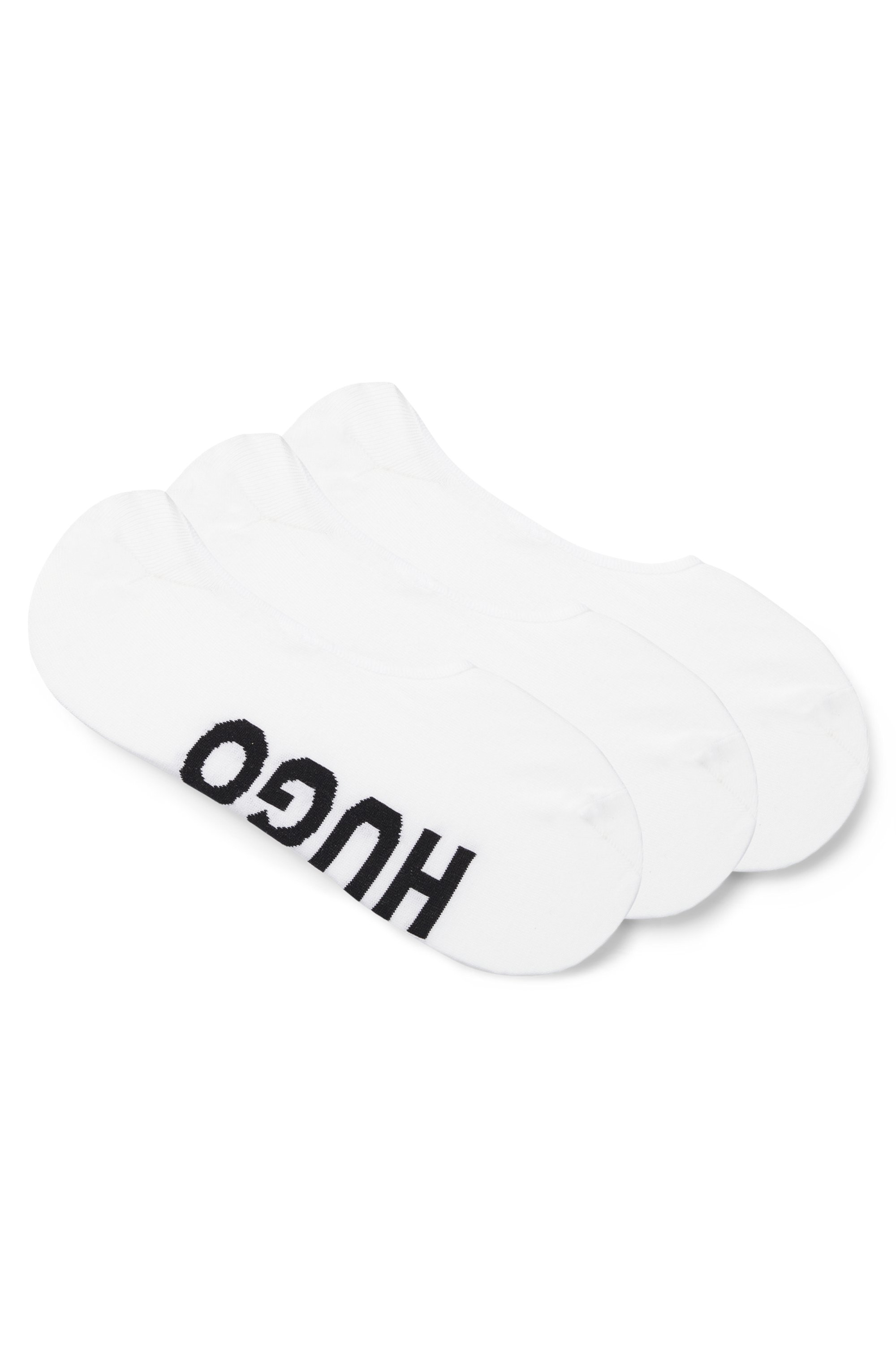 Three-pack of invisible socks with large logos