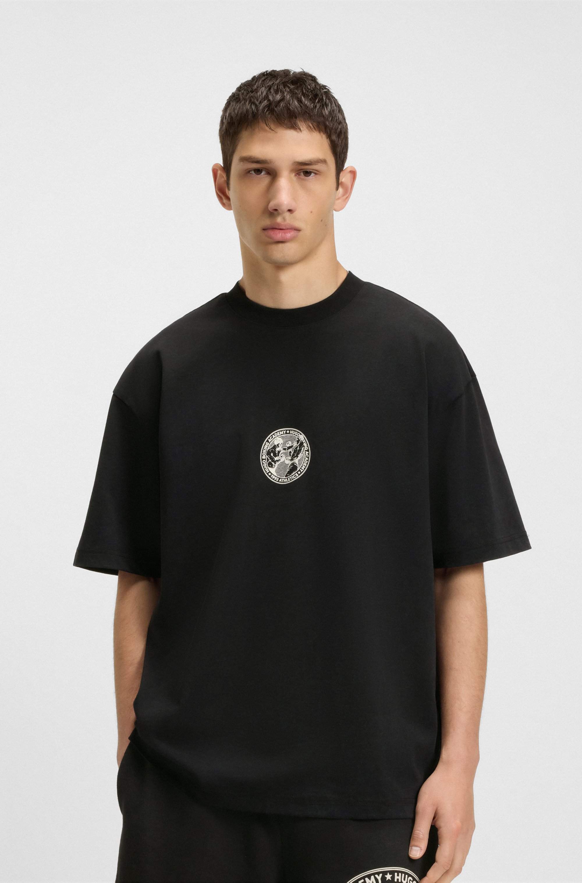 Cotton-jersey T-shirt with boxing artwork