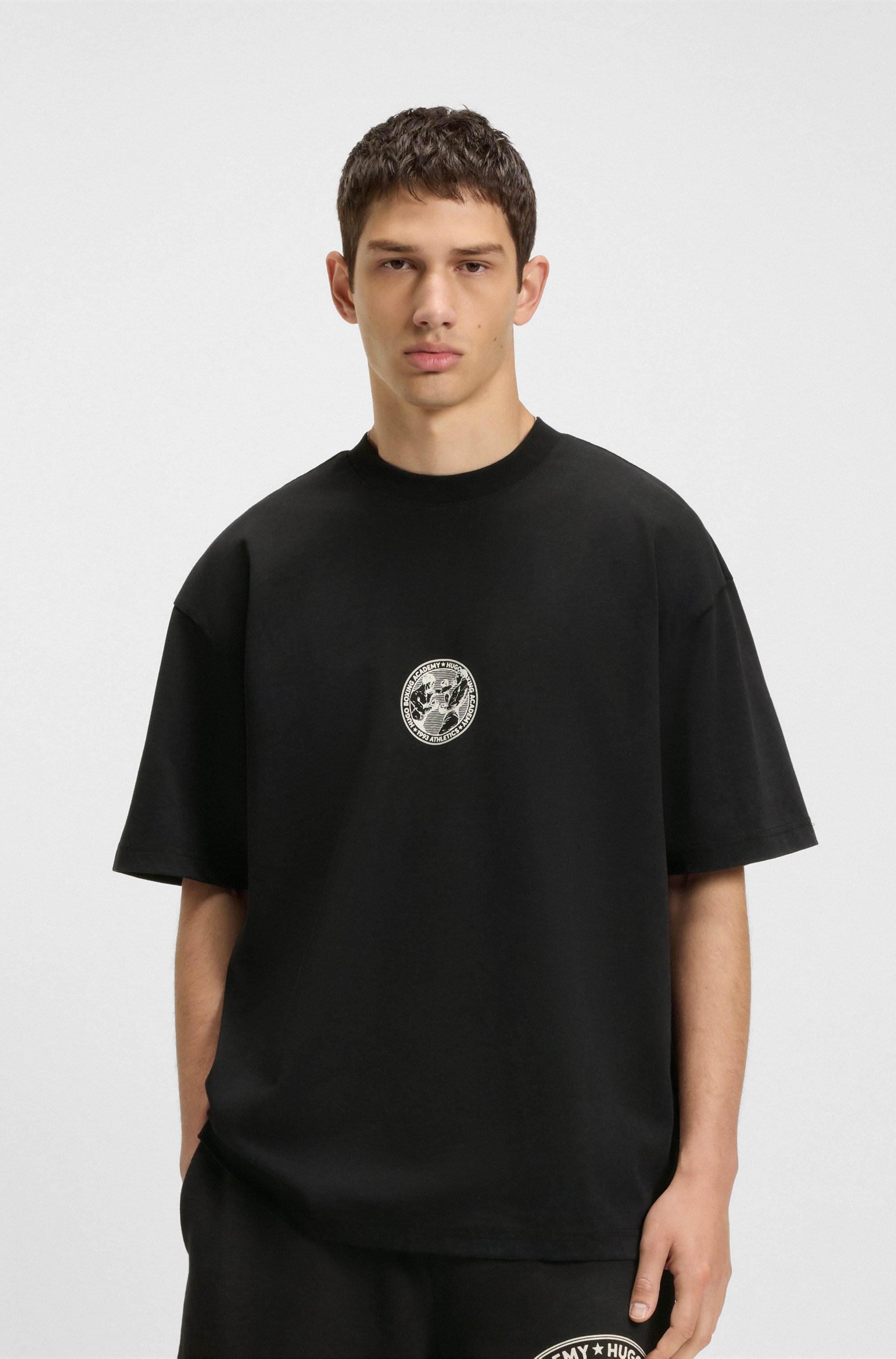 Cotton-jersey T-shirt with boxing artwork