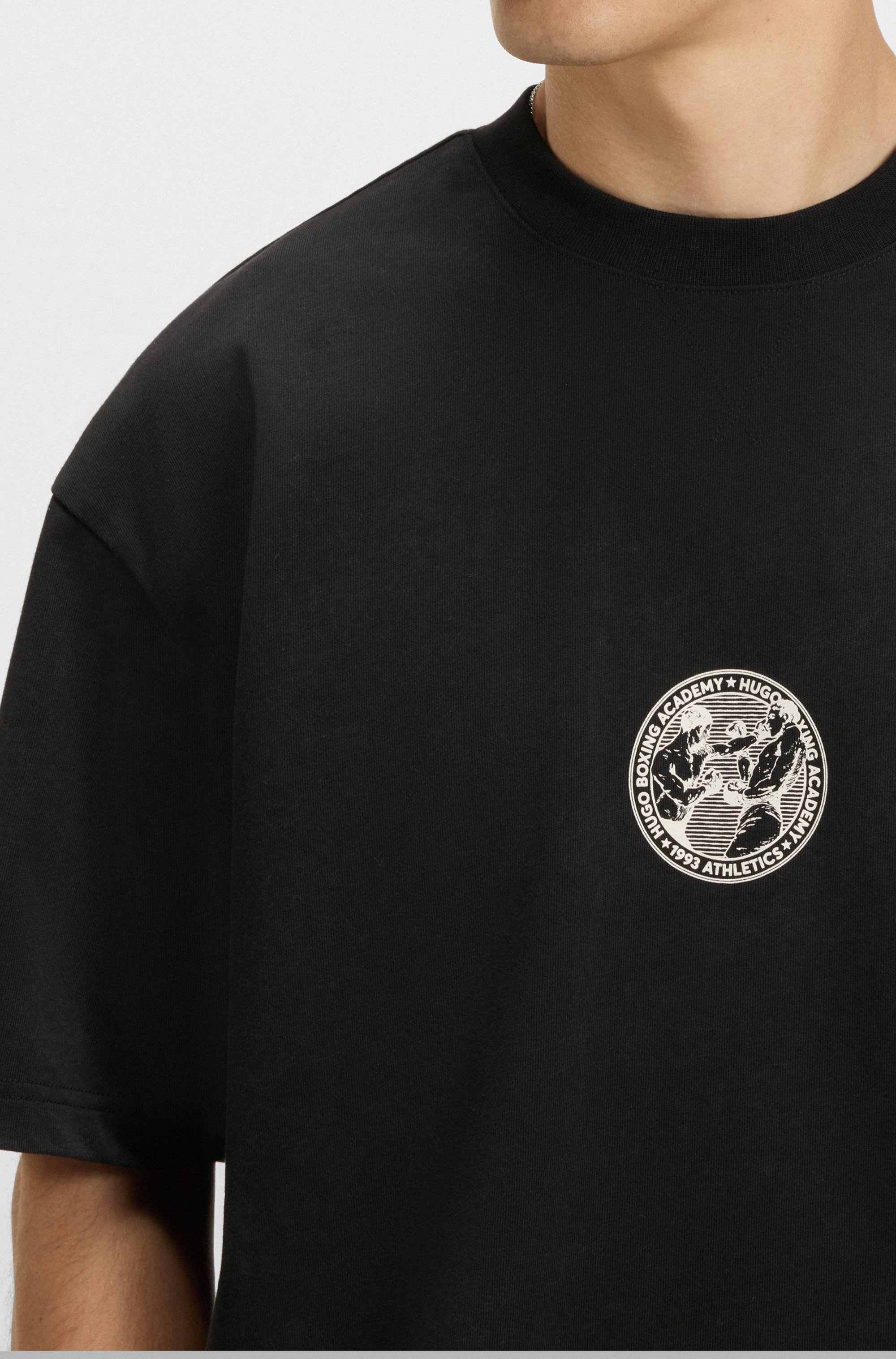 Cotton-jersey T-shirt with boxing artwork