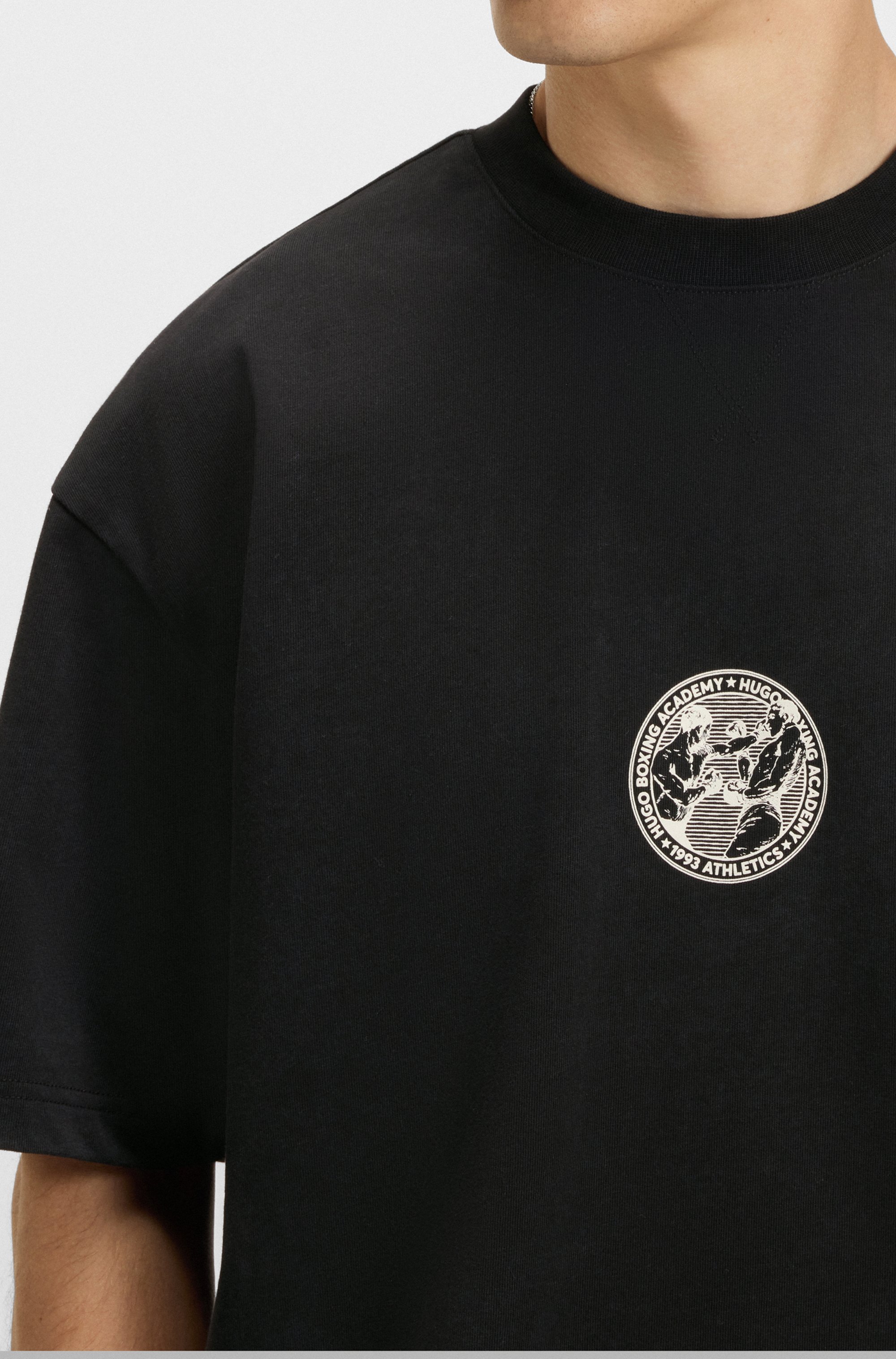 Cotton-jersey T-shirt with boxing artwork