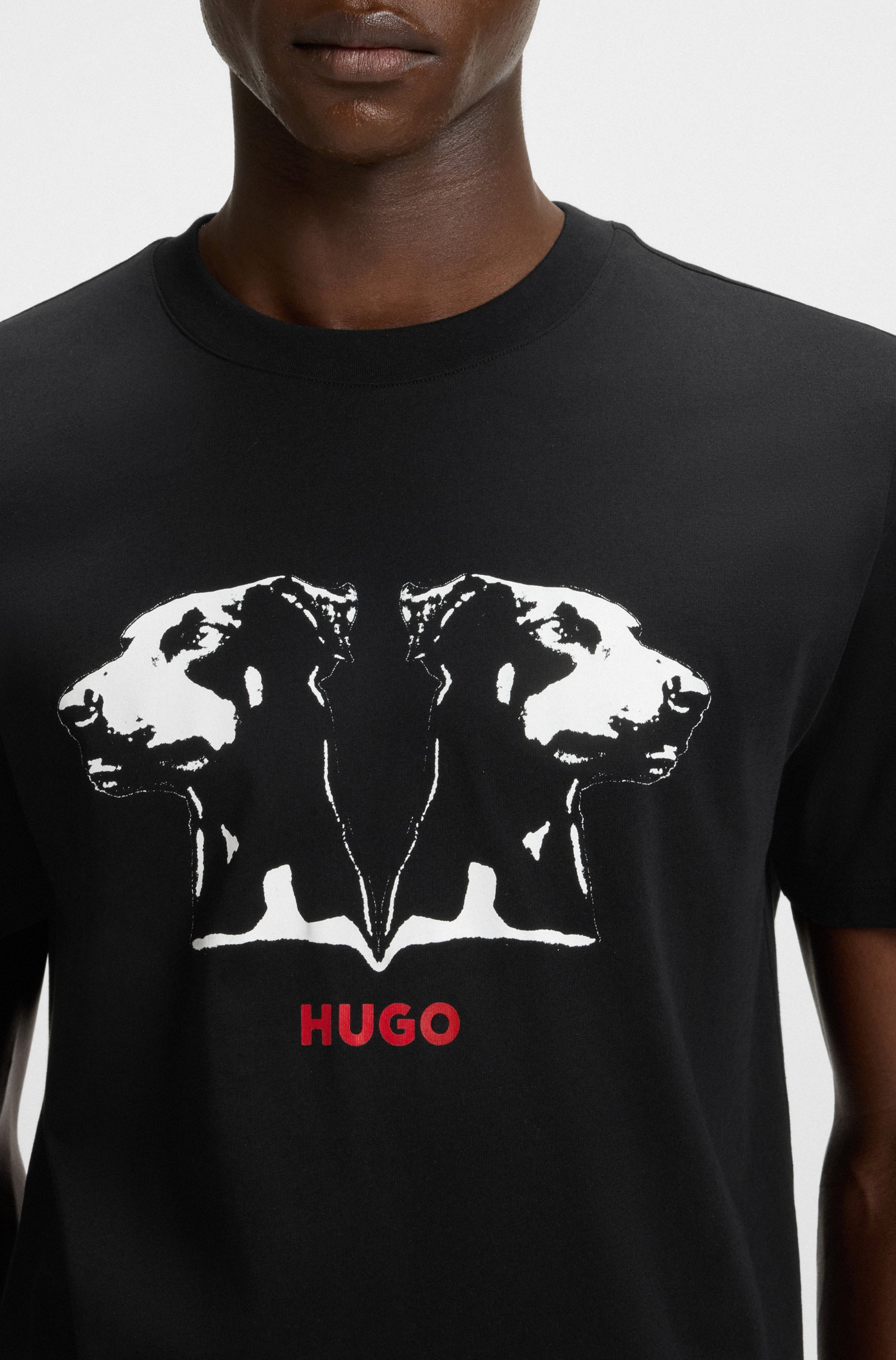 Cotton-jersey T-shirt with Dobermann print