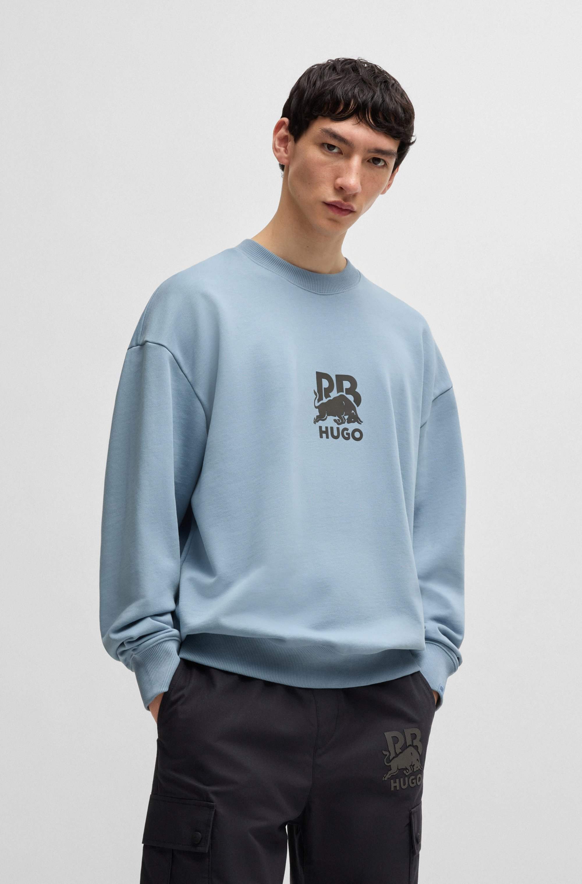 HUGO x RB cotton-terry sweatshirt with carbon stealth logo