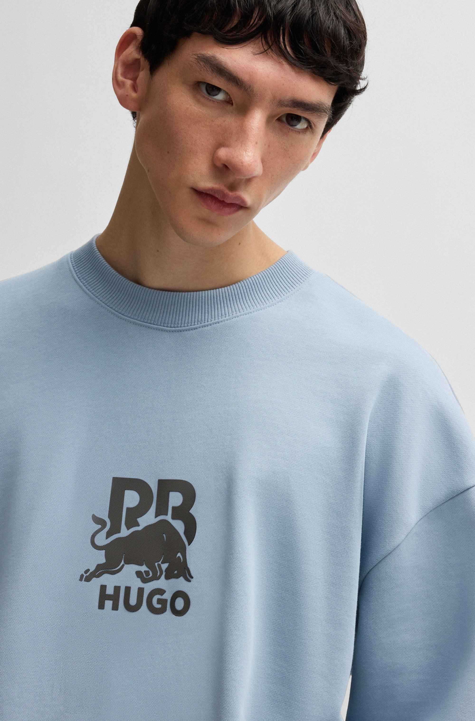 HUGO x RB cotton-terry sweatshirt with carbon stealth logo
