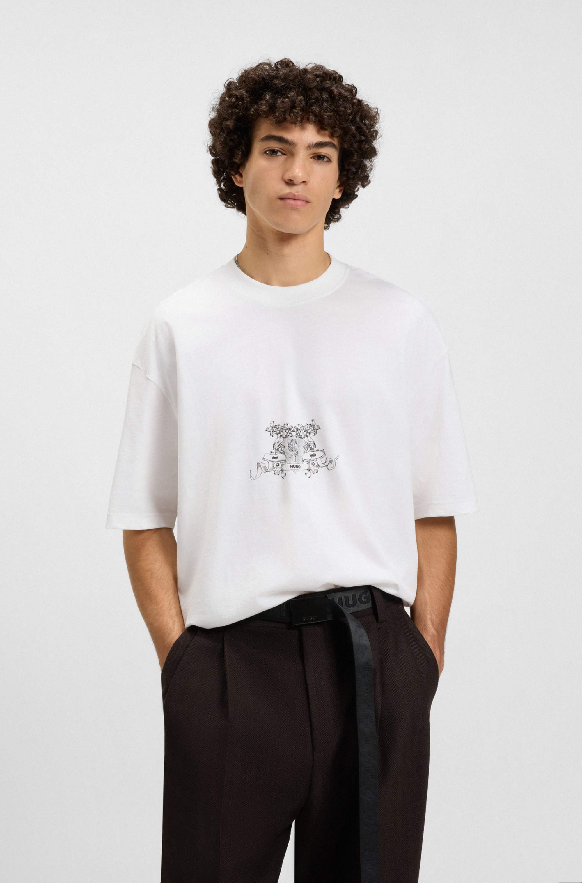 Cotton-jersey T-shirt with collegiate logos