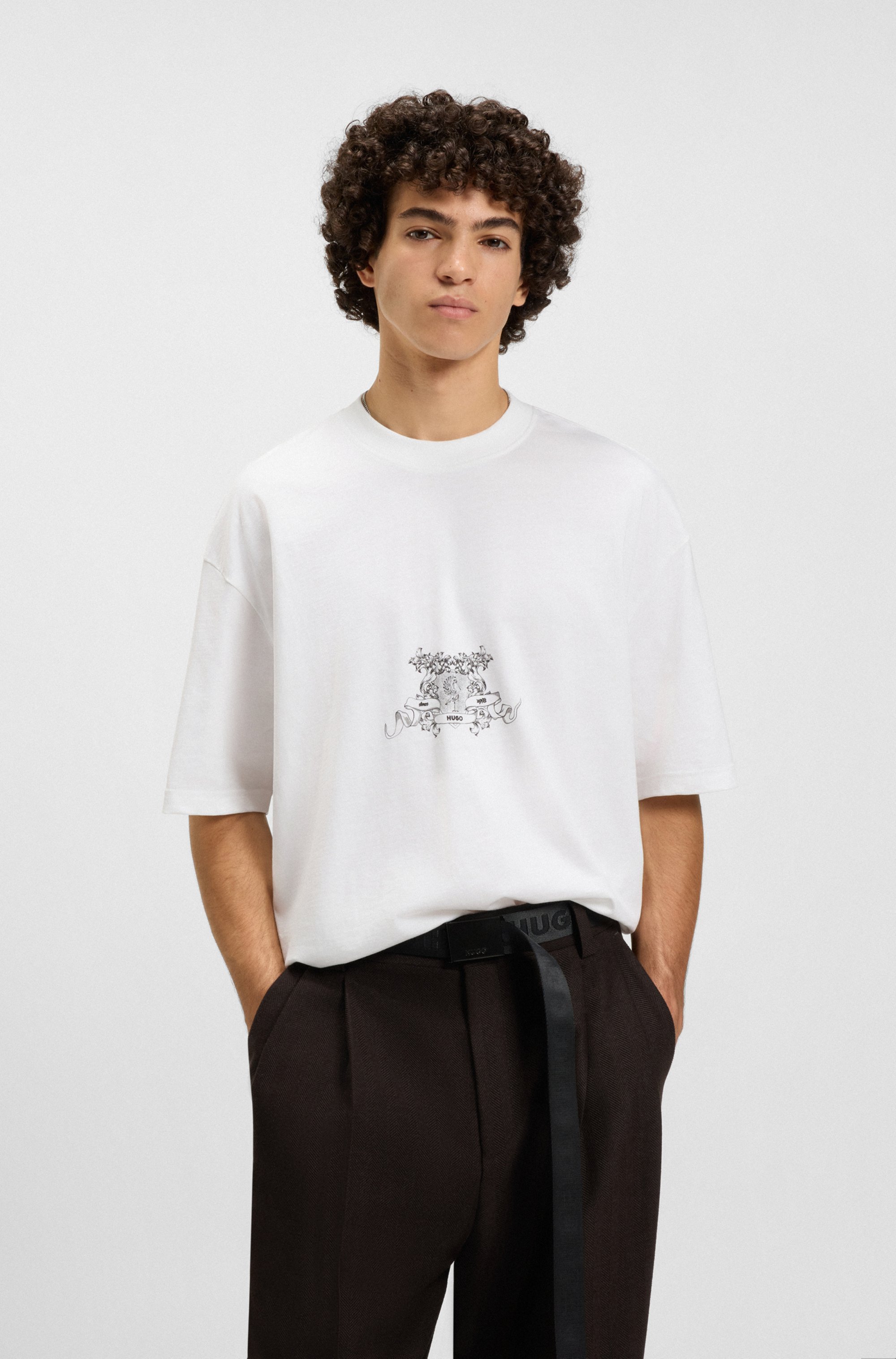 Cotton-jersey T-shirt with collegiate logos