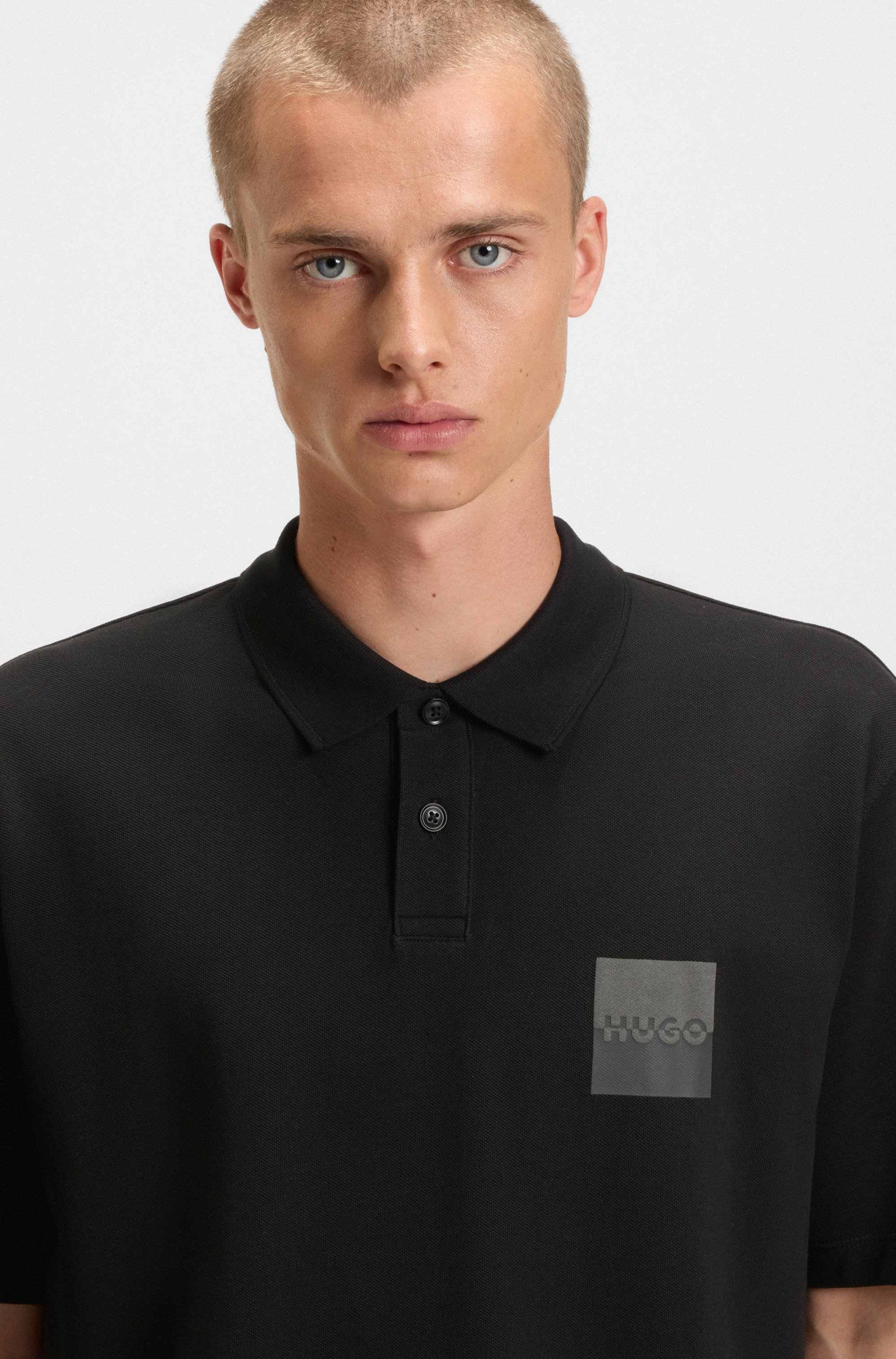 Relaxed-fit polo shirt in cotton with split logo