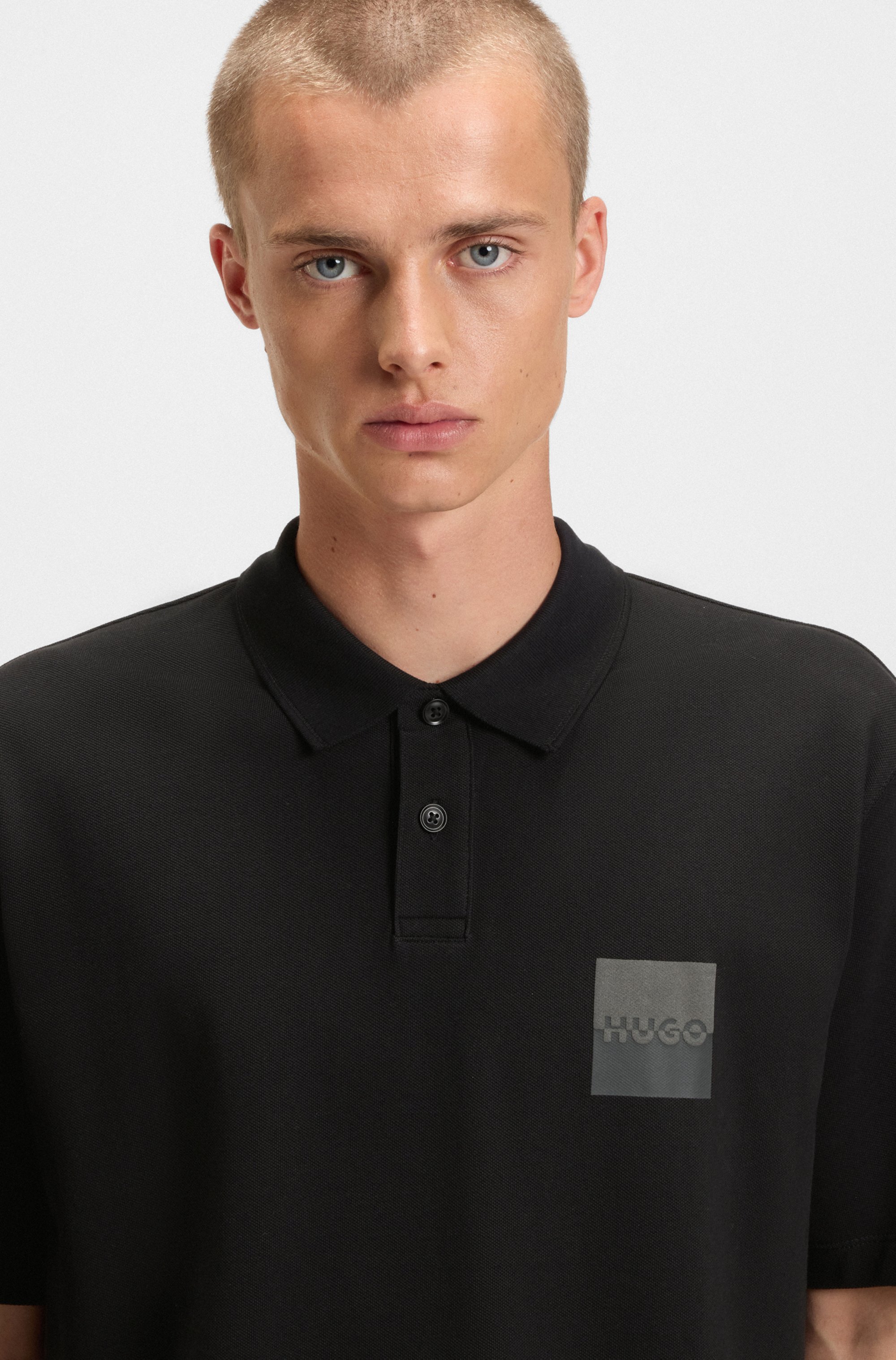 Relaxed-fit polo shirt in cotton with split logo