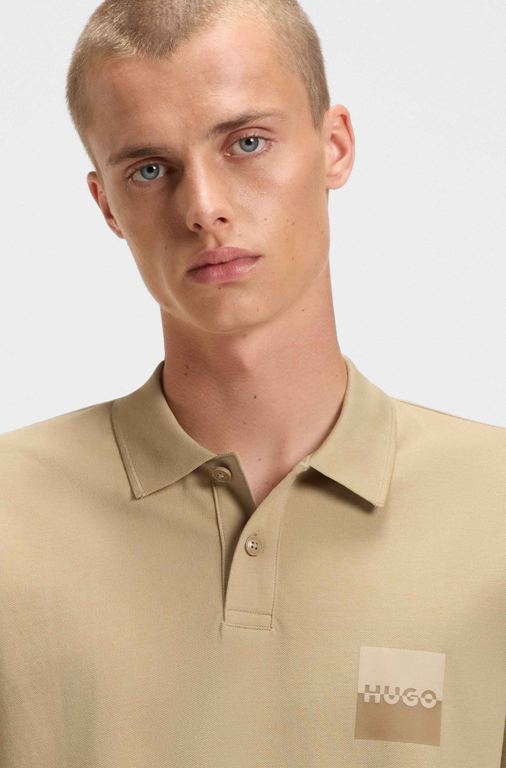 Relaxed-fit polo shirt in cotton with split logo