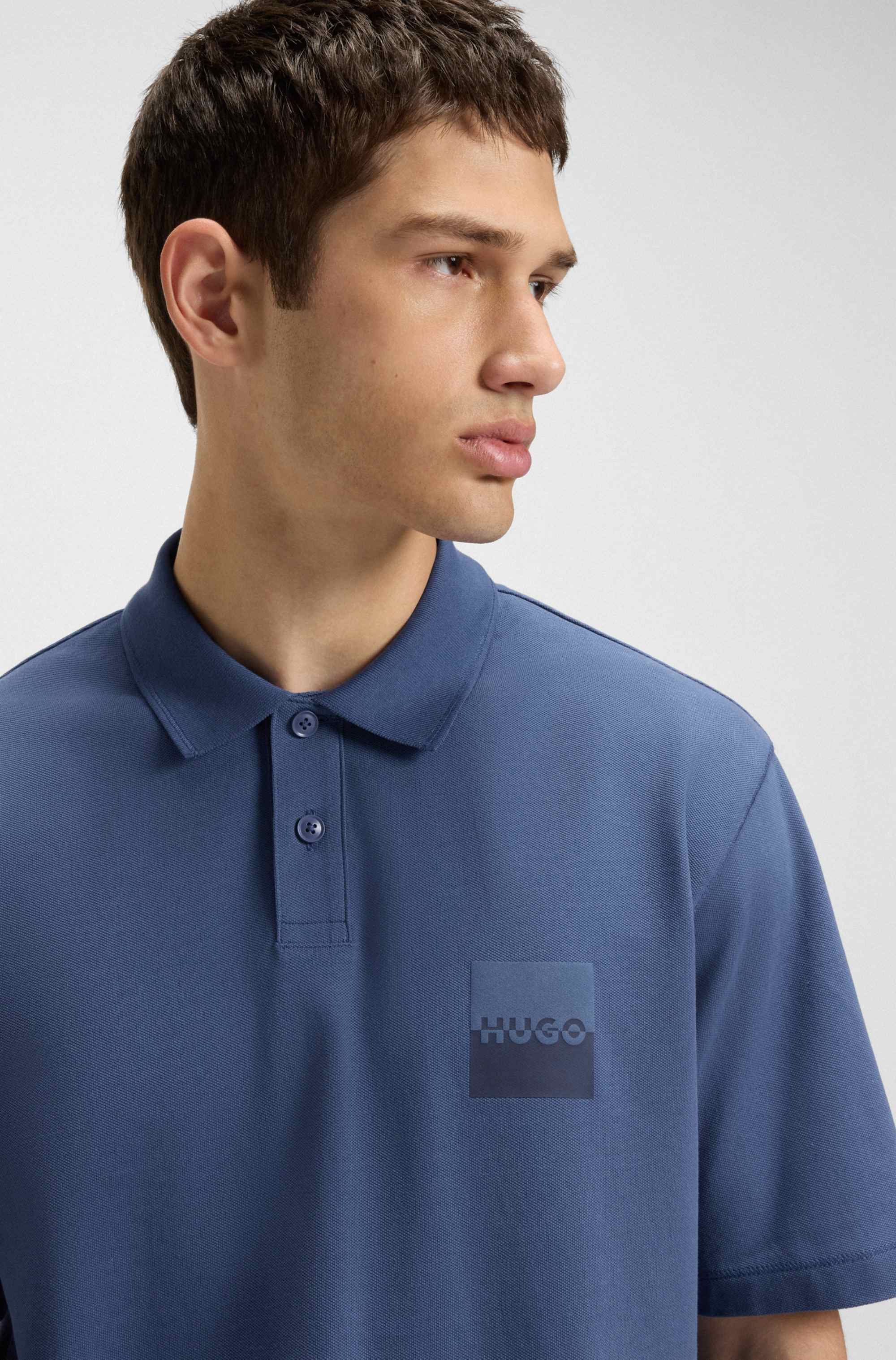 Relaxed-fit polo shirt in cotton with split logo