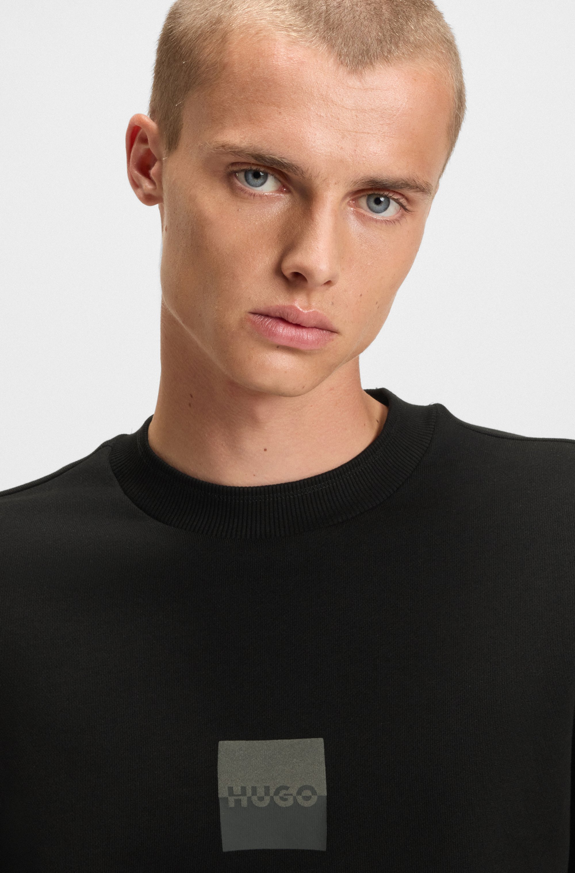 Cotton-terry sweatshirt with split logo