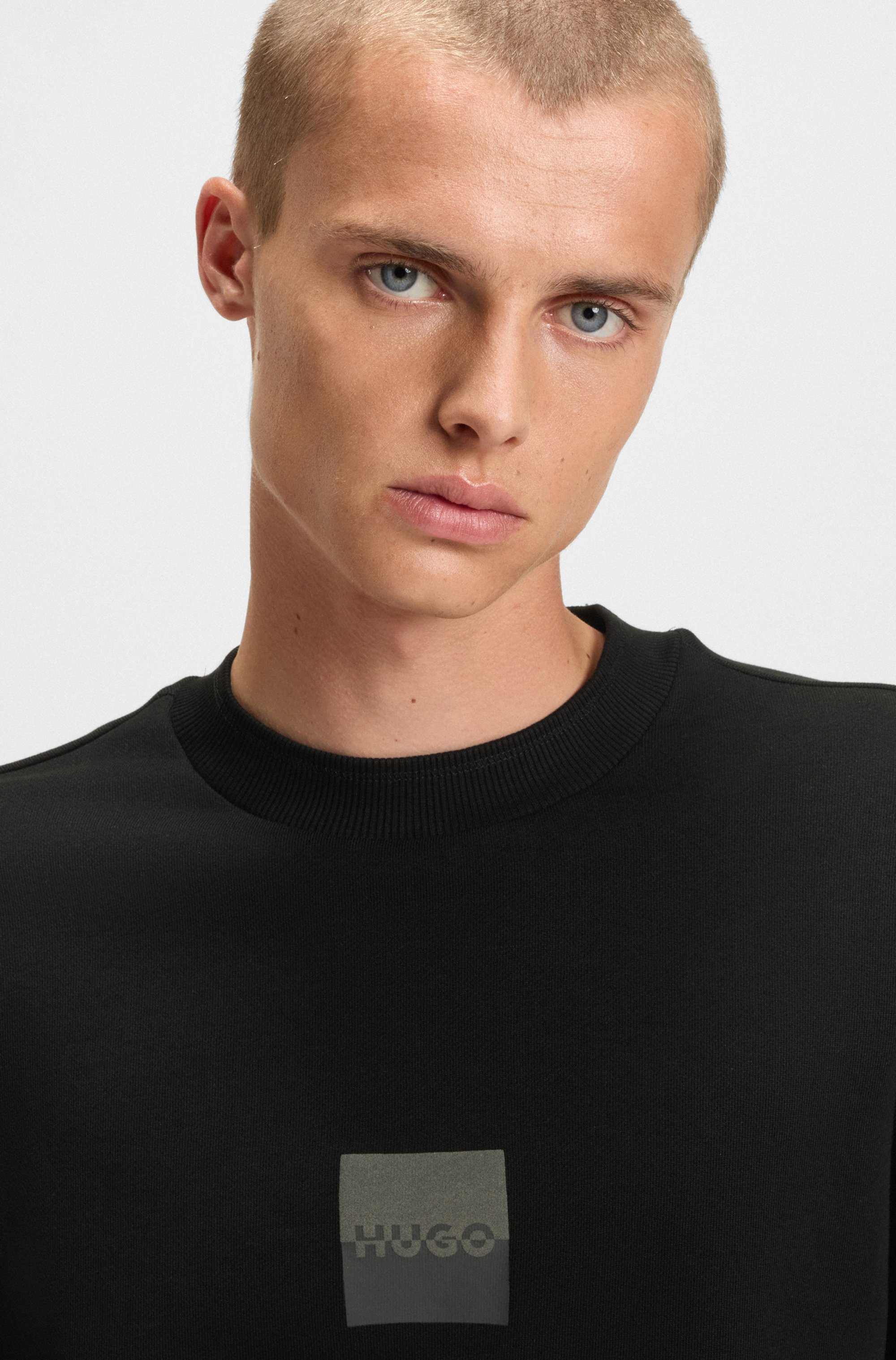 Cotton-terry sweatshirt with split logo