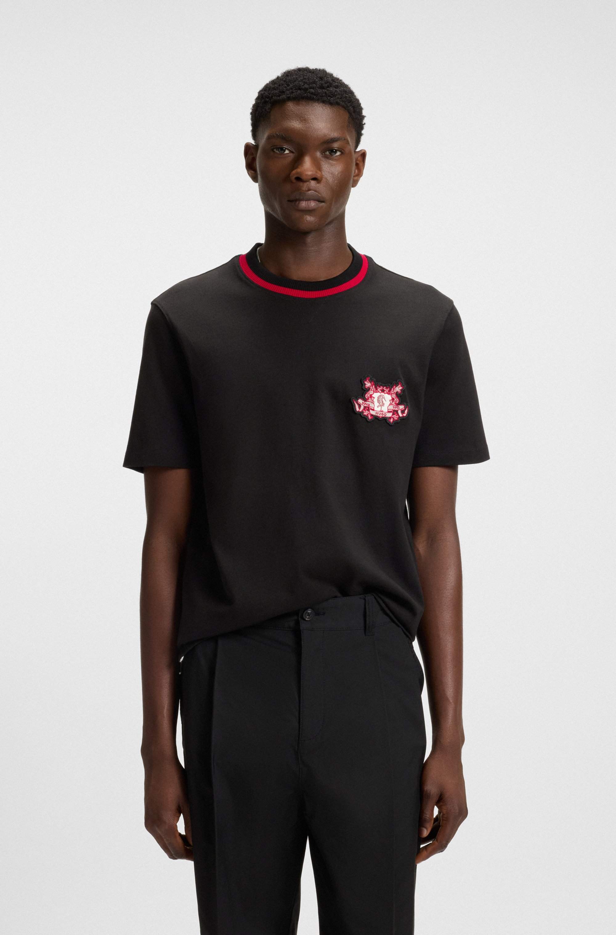 Cotton-jersey T-shirt with collegiate logo