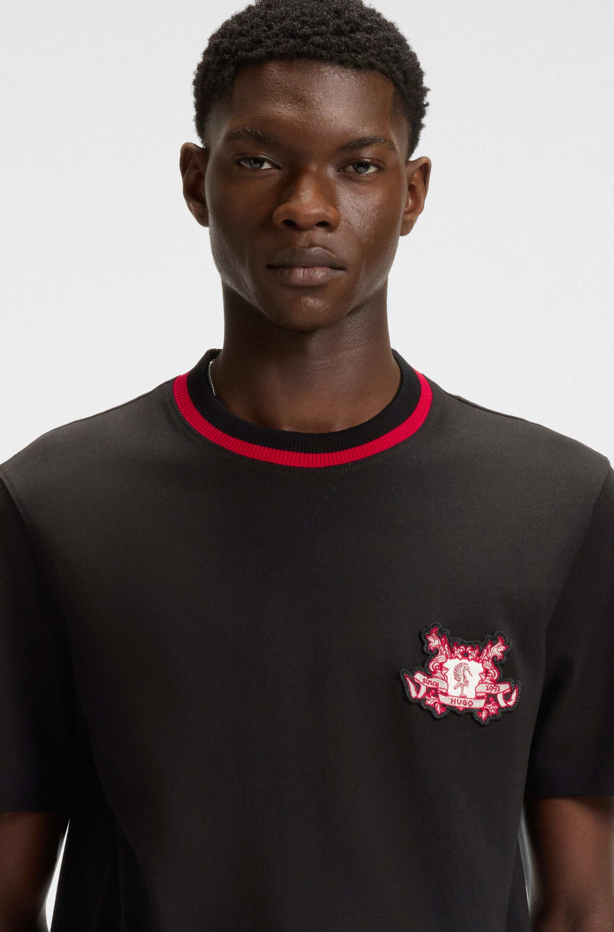 Cotton-jersey T-shirt with collegiate logo