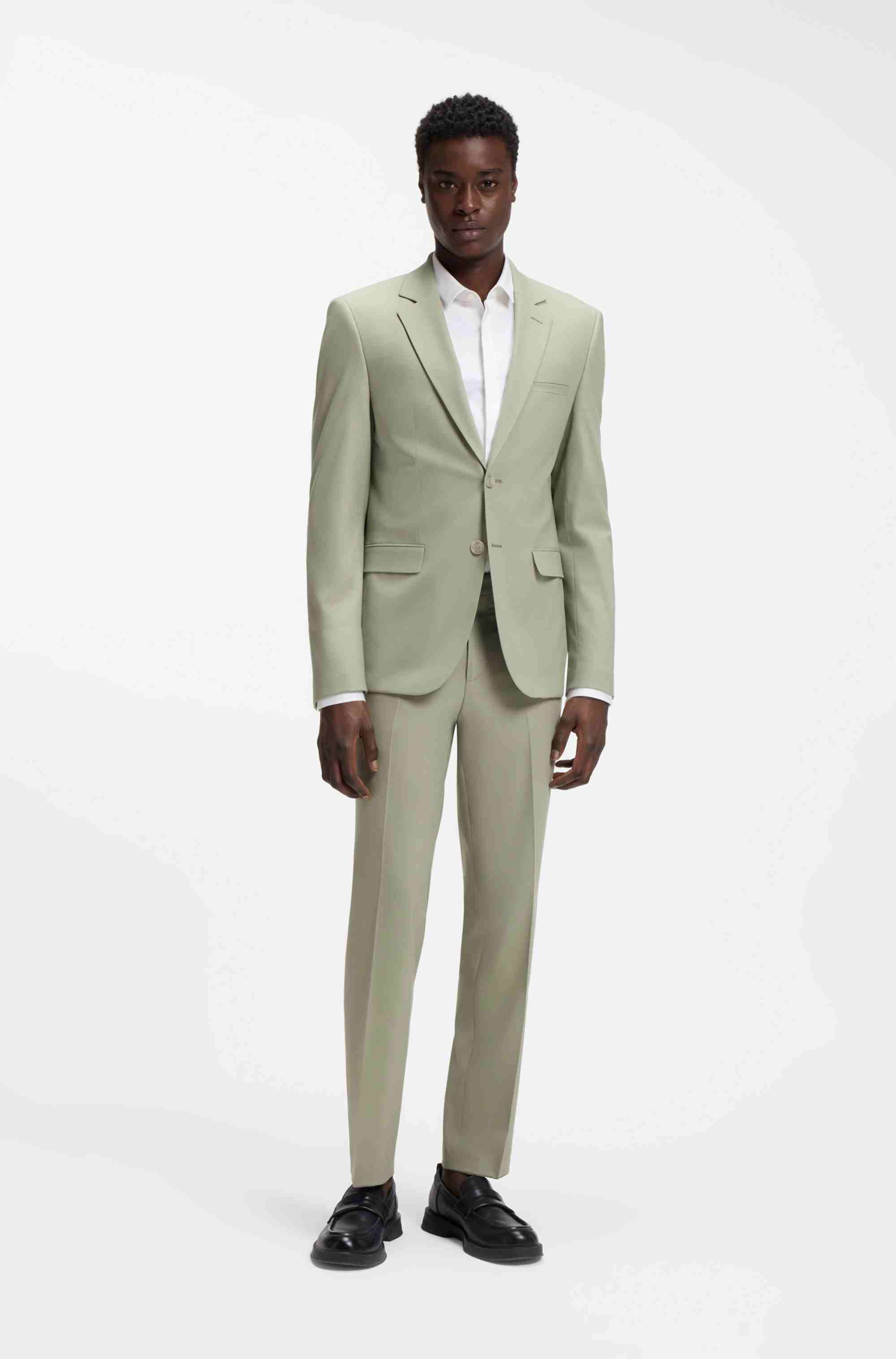 Two-piece extra-slim-fit suit in wool-blend poplin