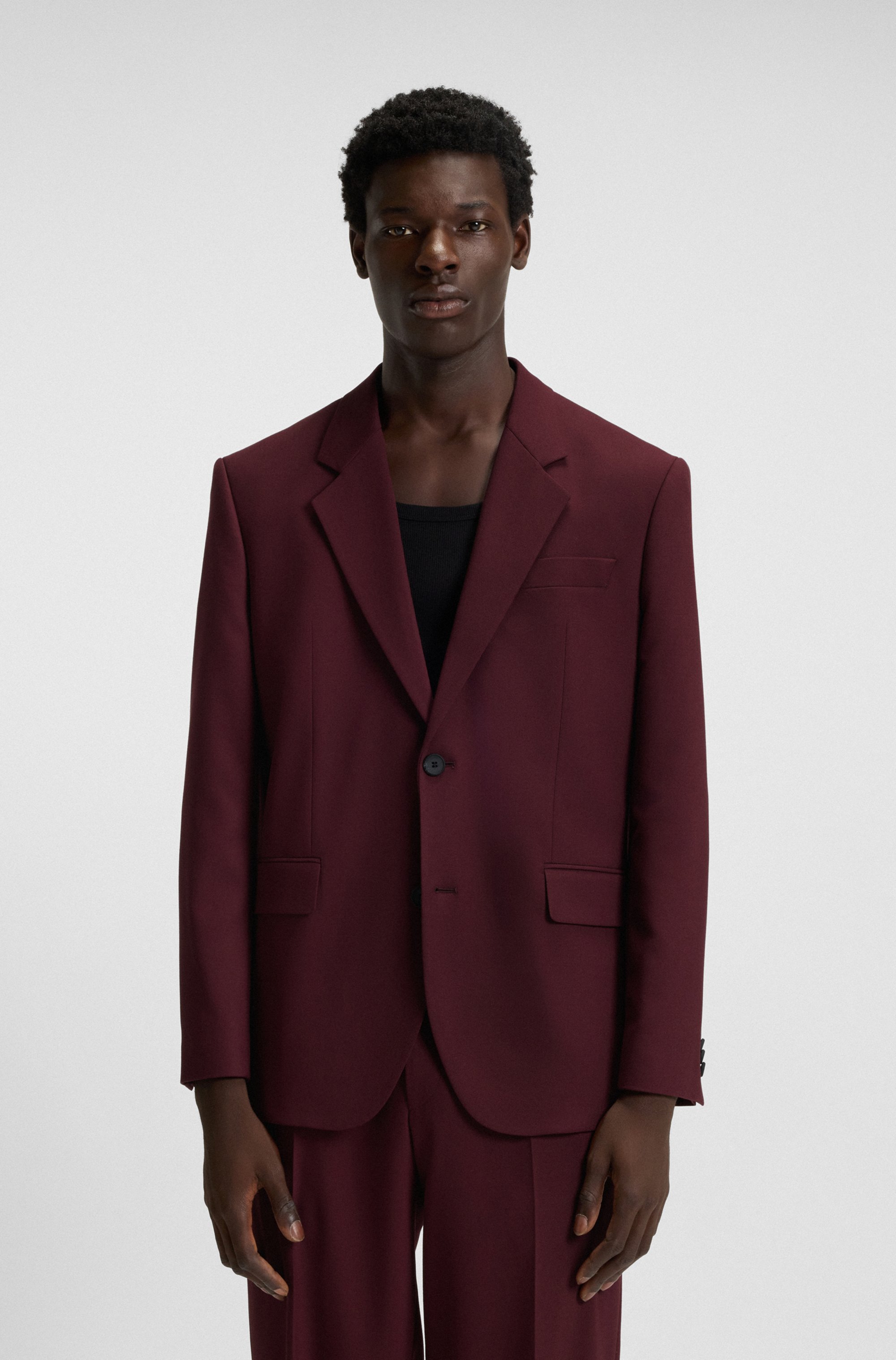 Modern-fit suit jacket in performance-stretch twill