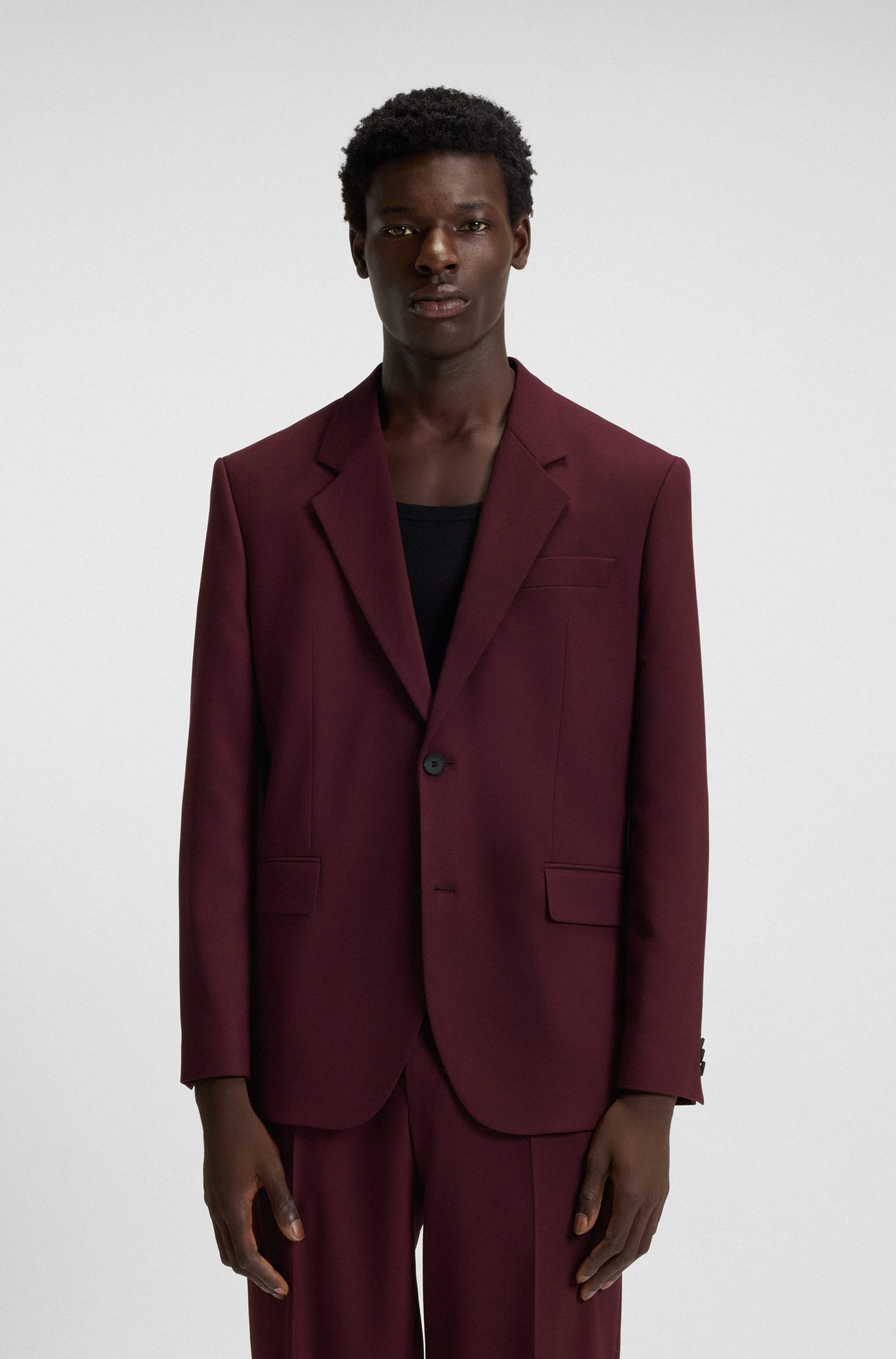 Modern-fit suit jacket in performance-stretch twill