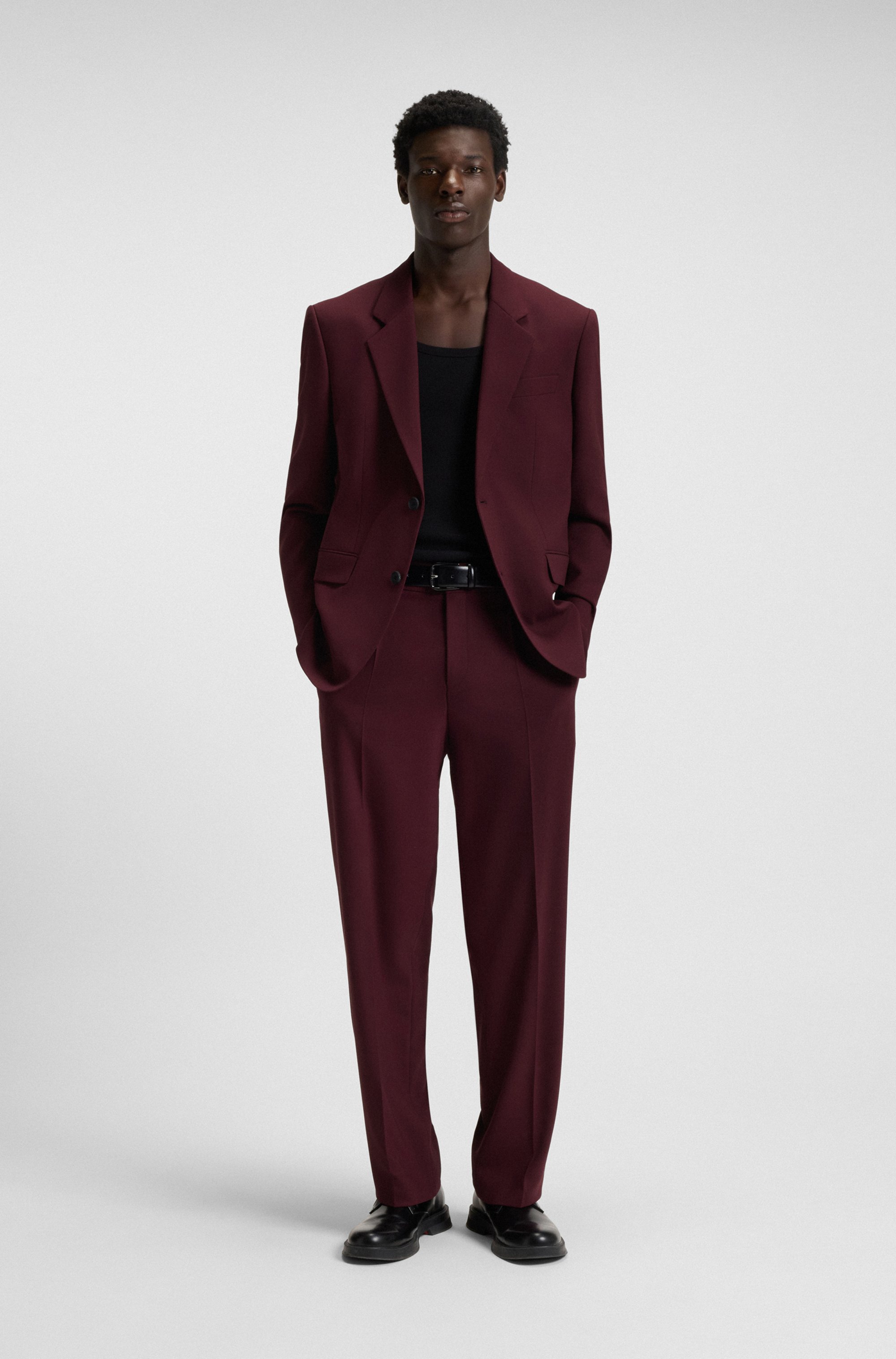 Modern-fit suit jacket in performance-stretch twill