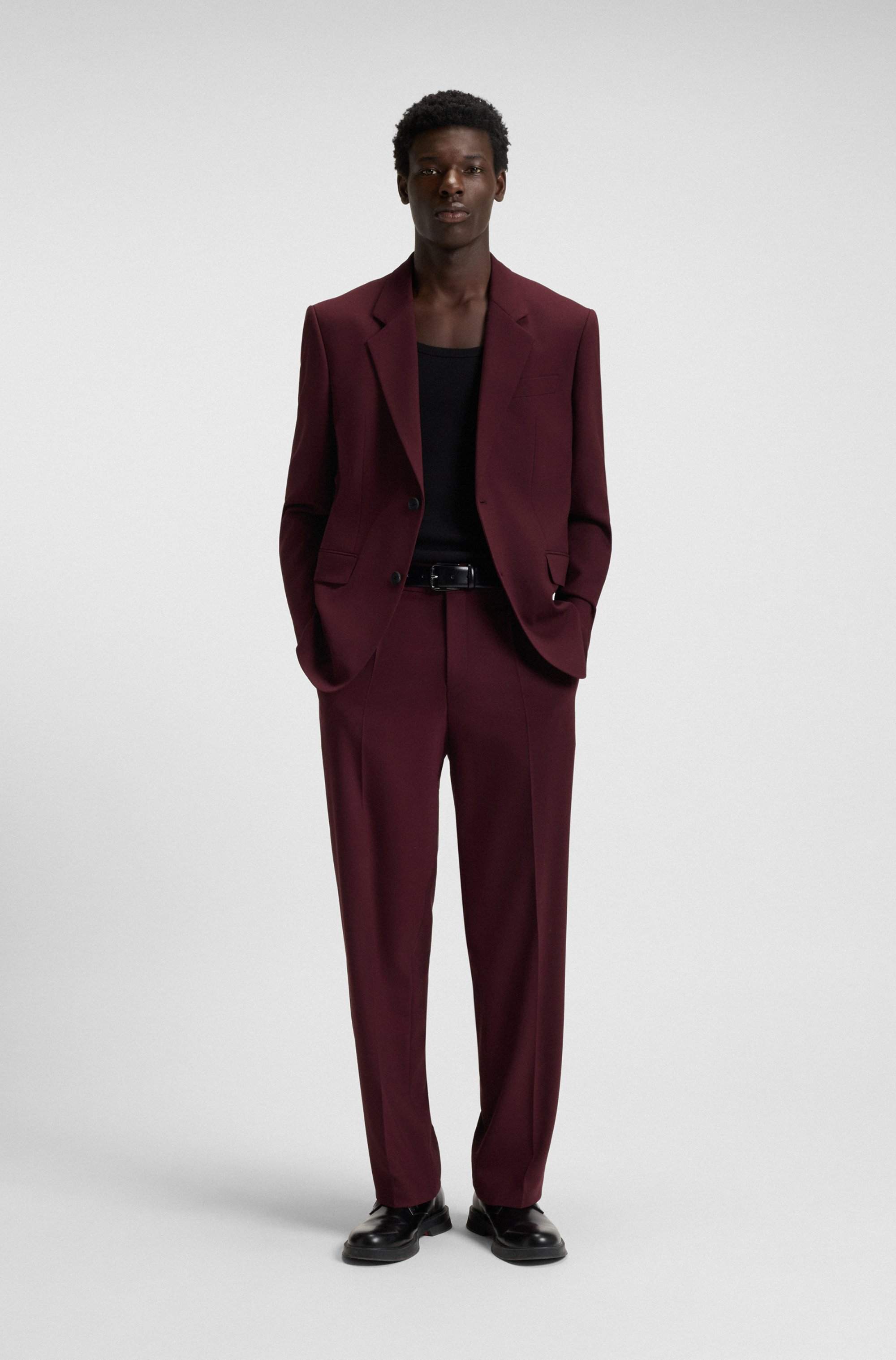 Modern-fit suit jacket in performance-stretch twill