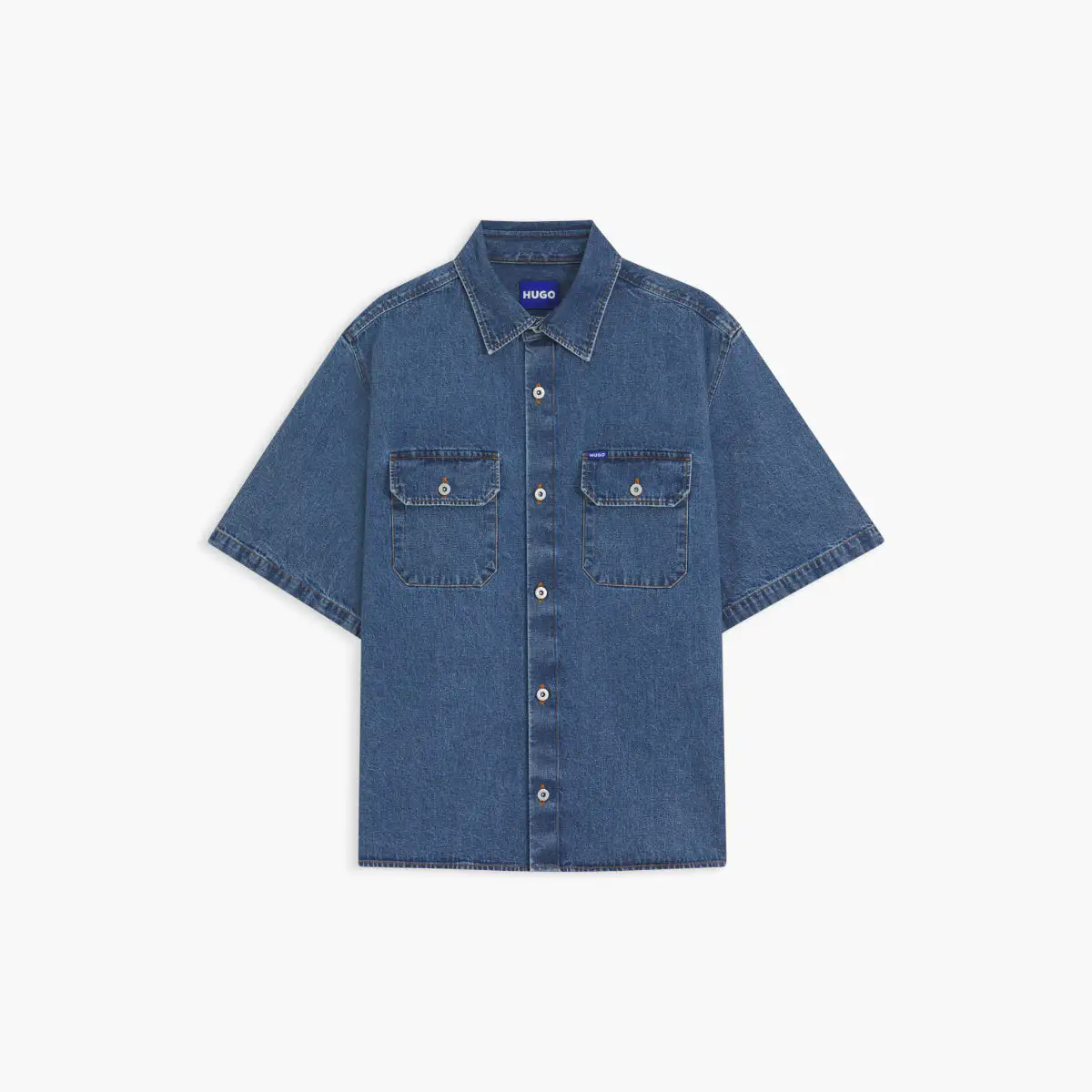 Contrast Stitch Blue Denim Oversized Shirt