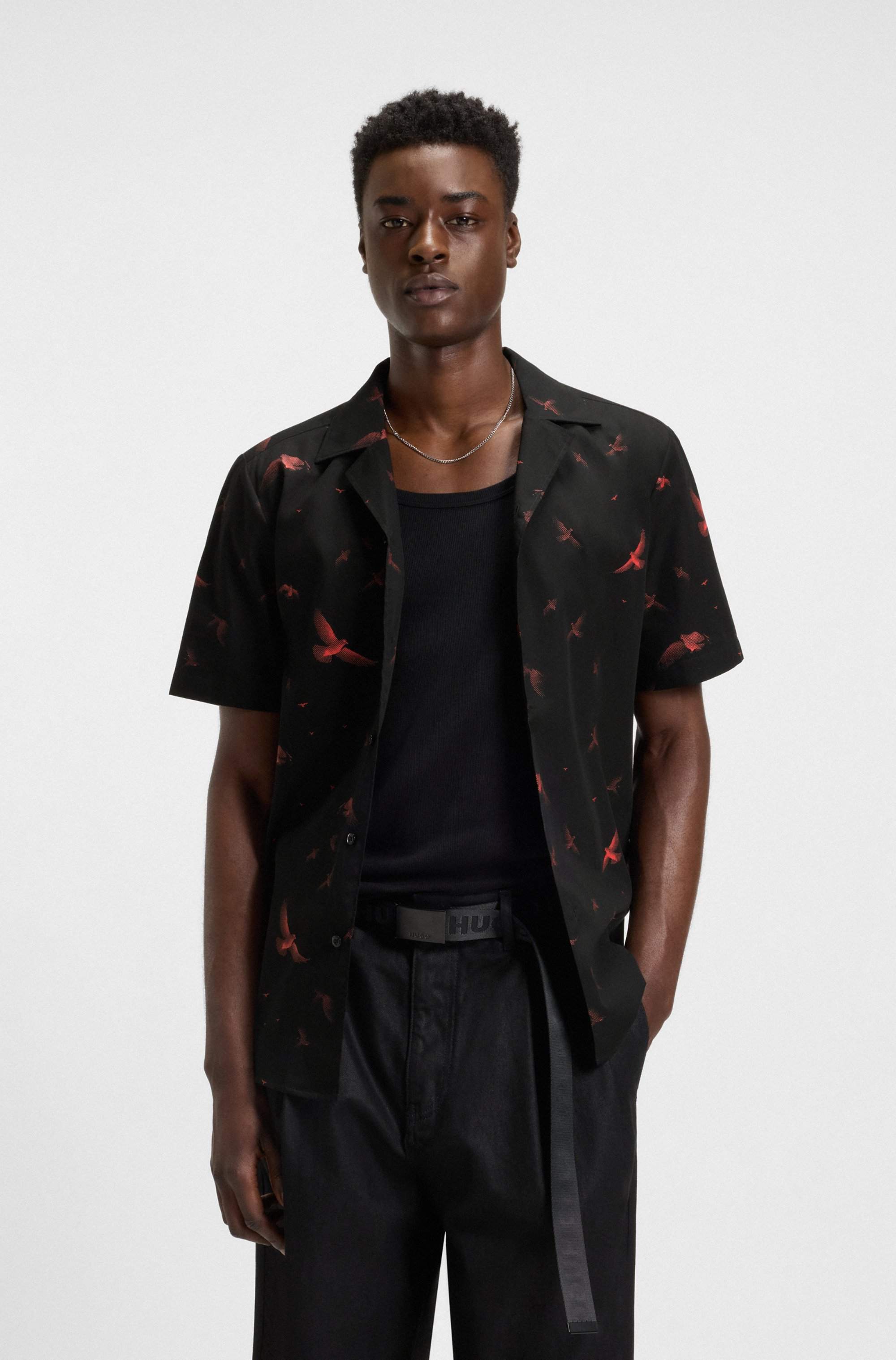 Relaxed-fit shirt in printed cotton poplin