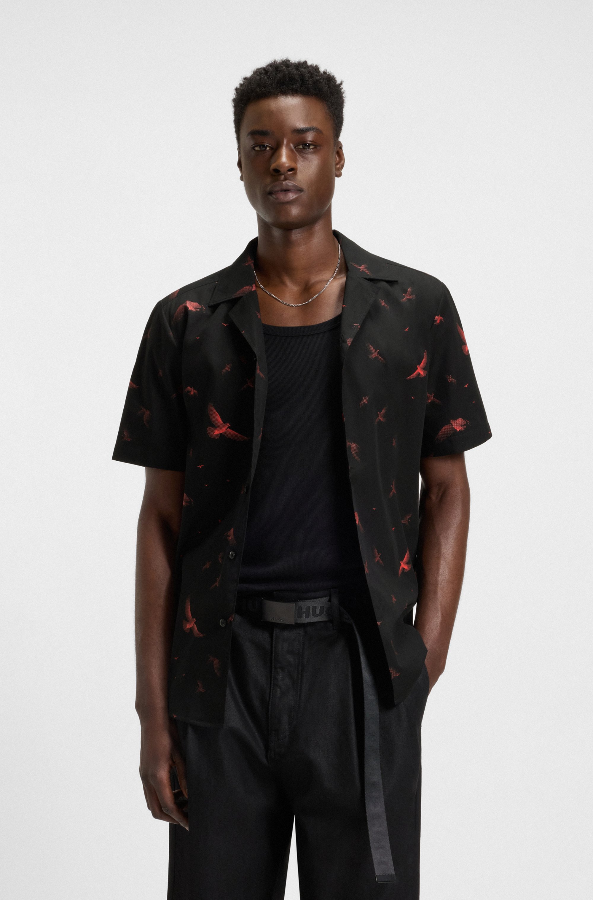 Relaxed-fit shirt in printed cotton poplin