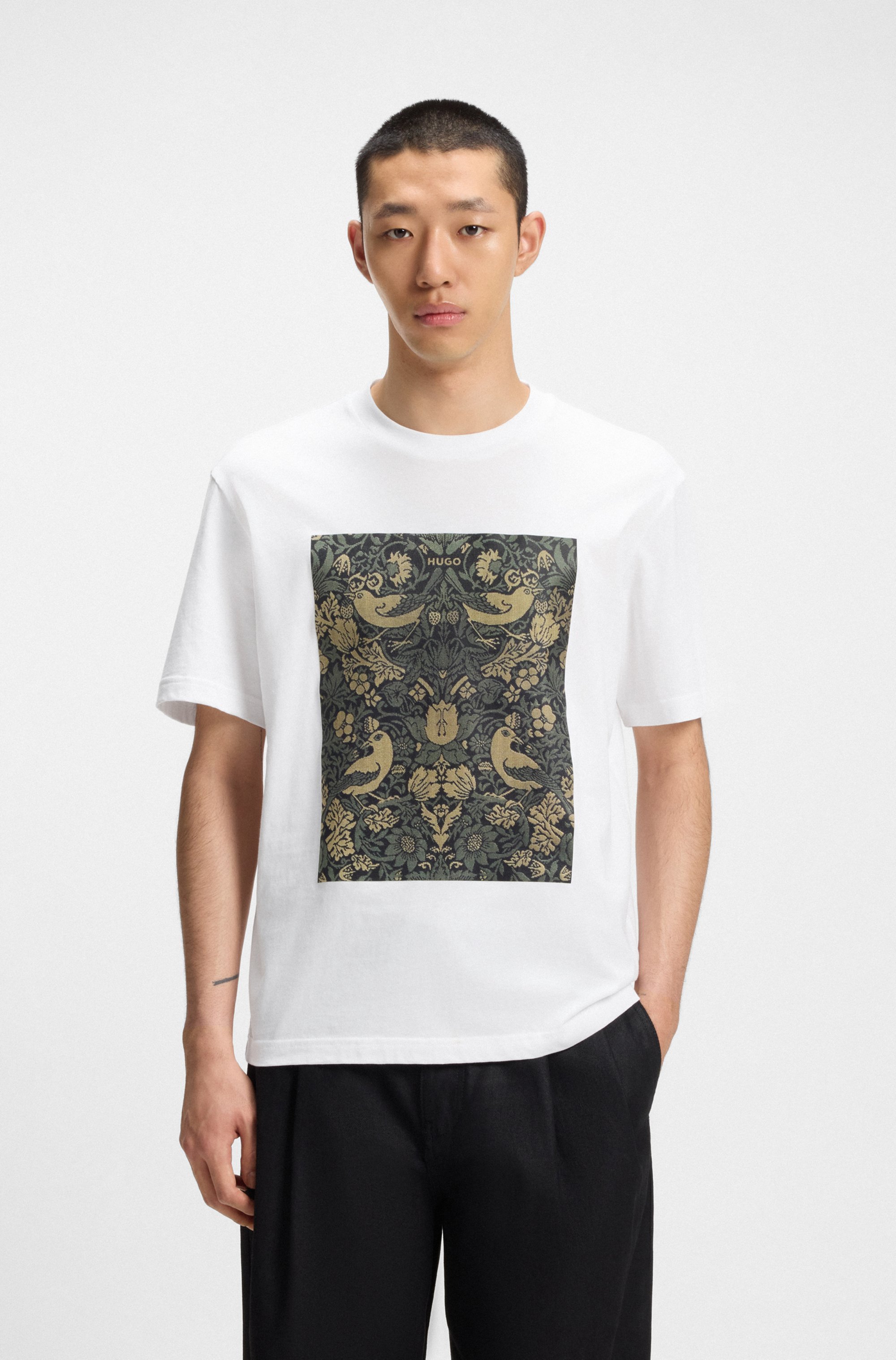 Cotton-jersey T-shirt with printed artwork