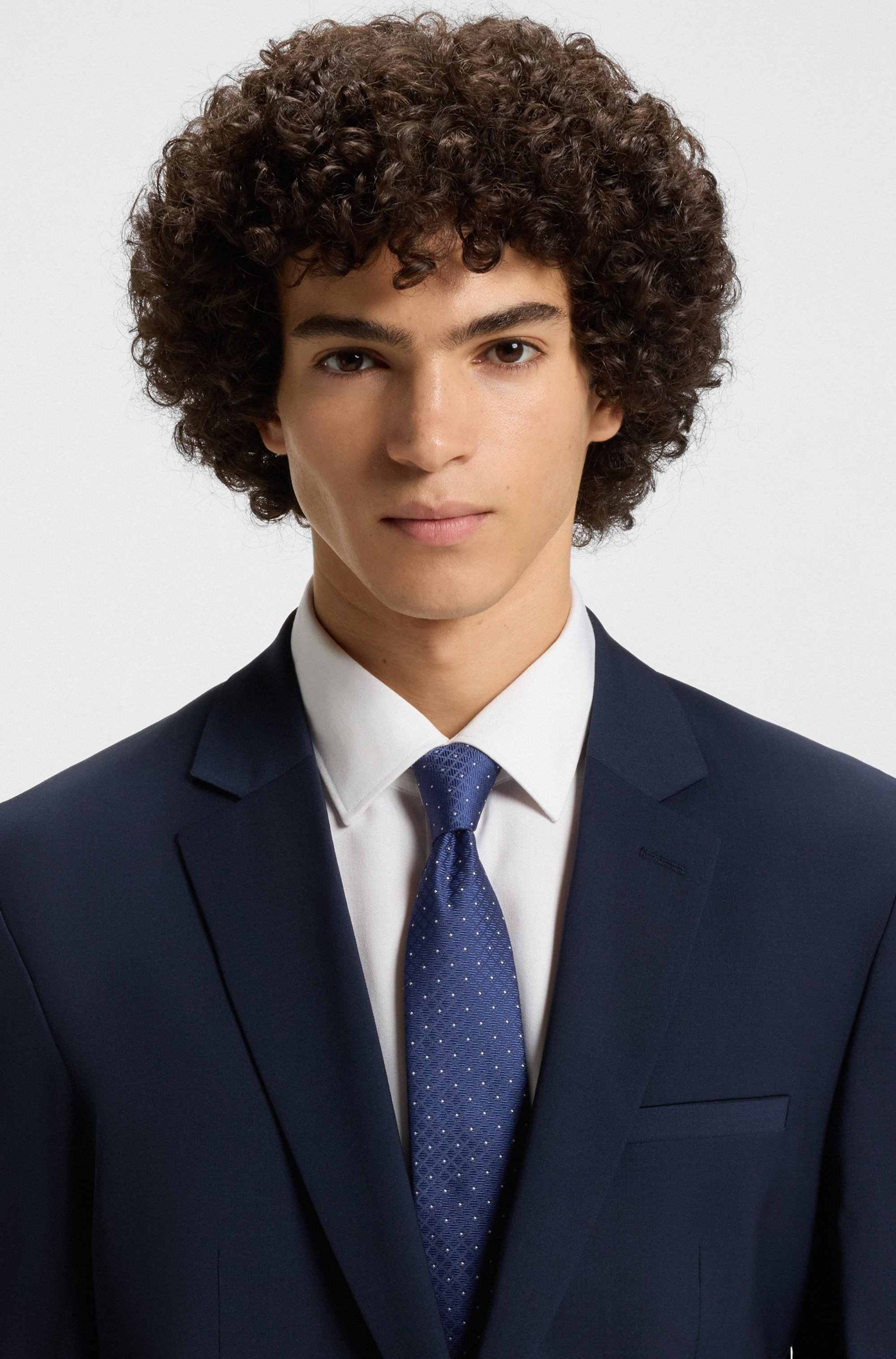 Jacquard-pattern tie blended with silk