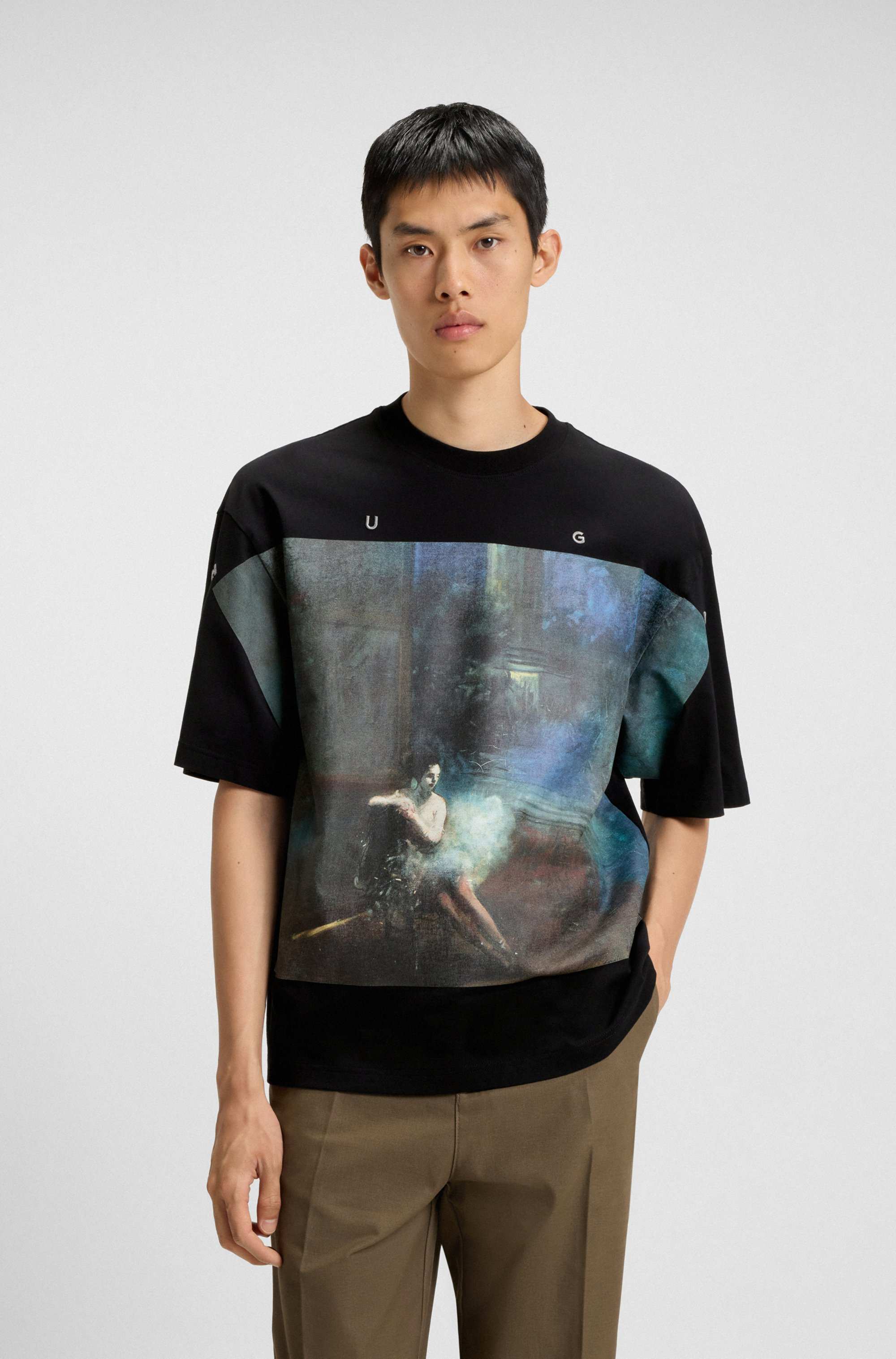 T-shirt oversize in cotone con stampa ballerina