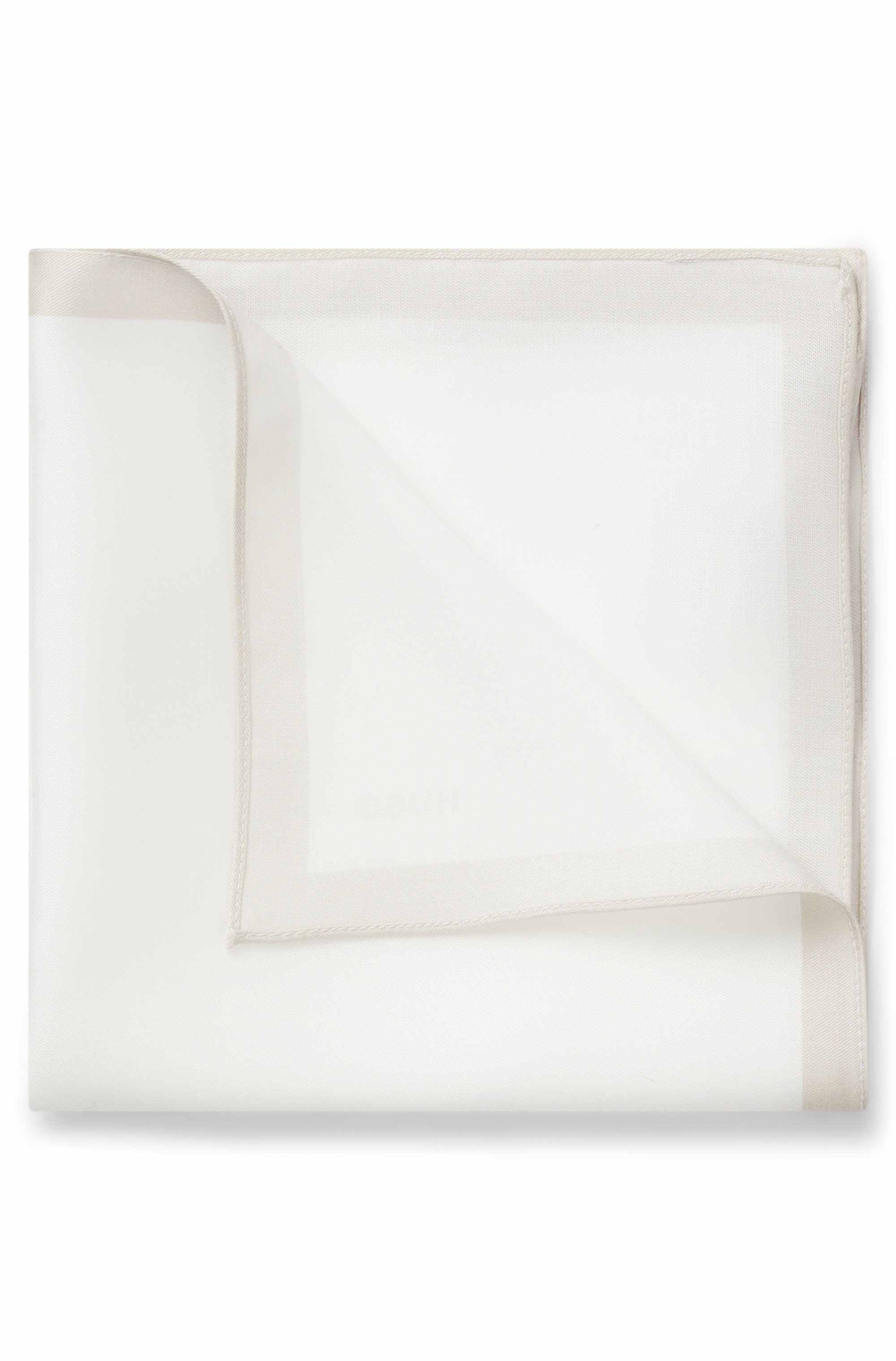 Plain pocket square with logo and border