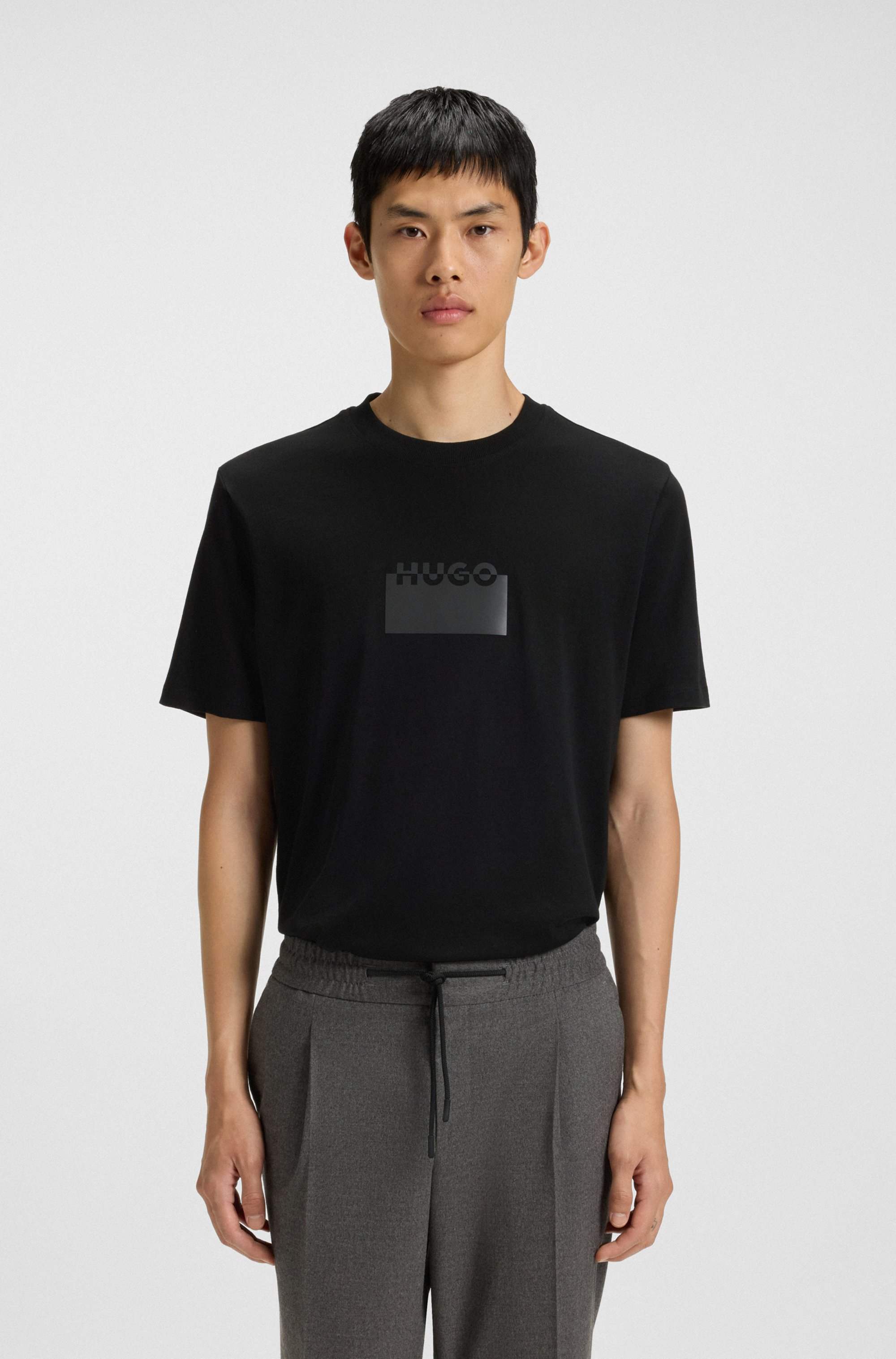 Cotton-jersey T-shirt with rubber logo print