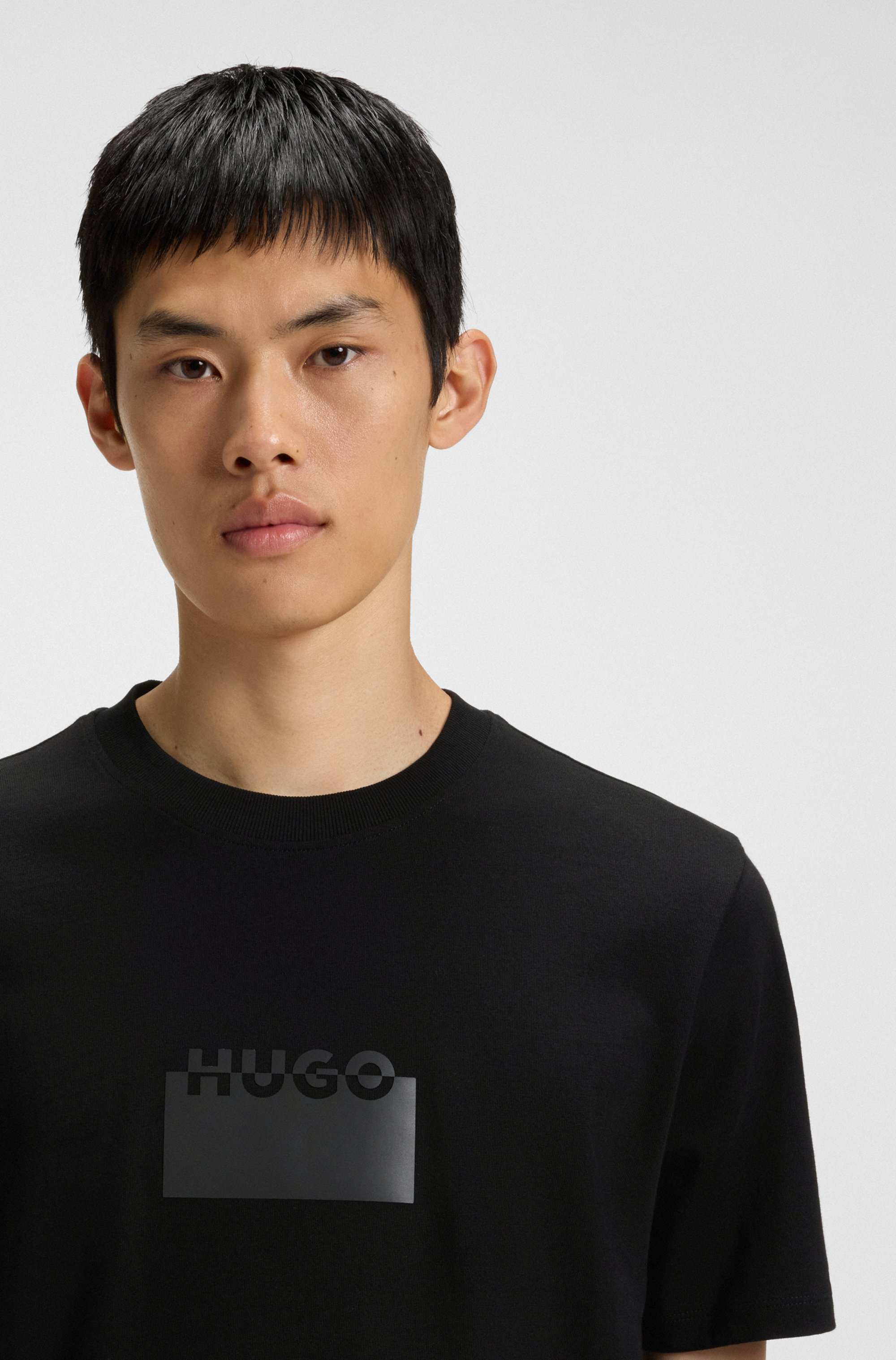 Cotton-jersey T-shirt with rubber logo print