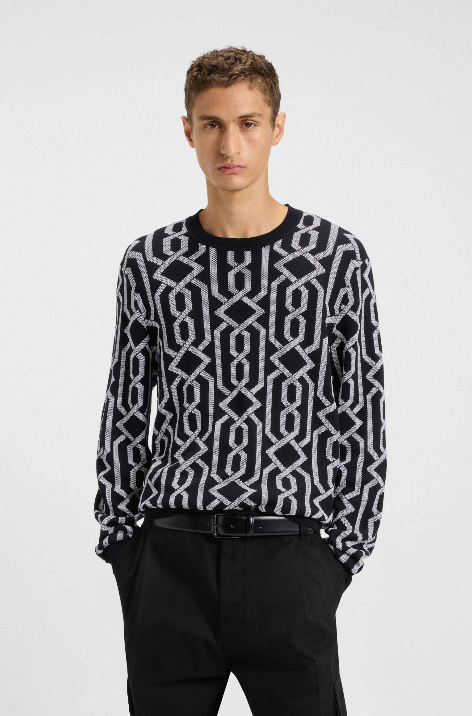 Regular-fit sweater with jacquard pattern