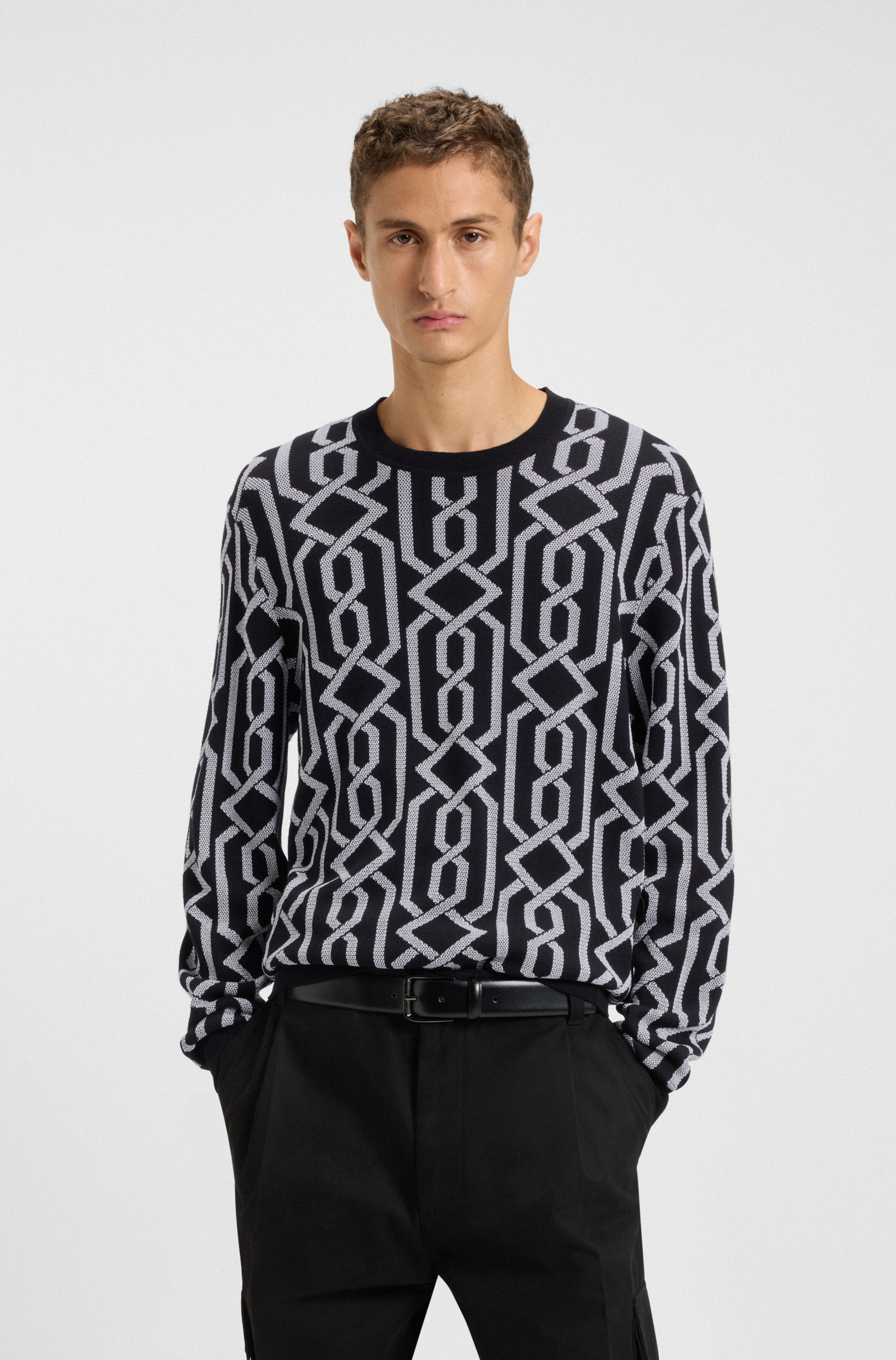 Regular-fit sweater with jacquard pattern