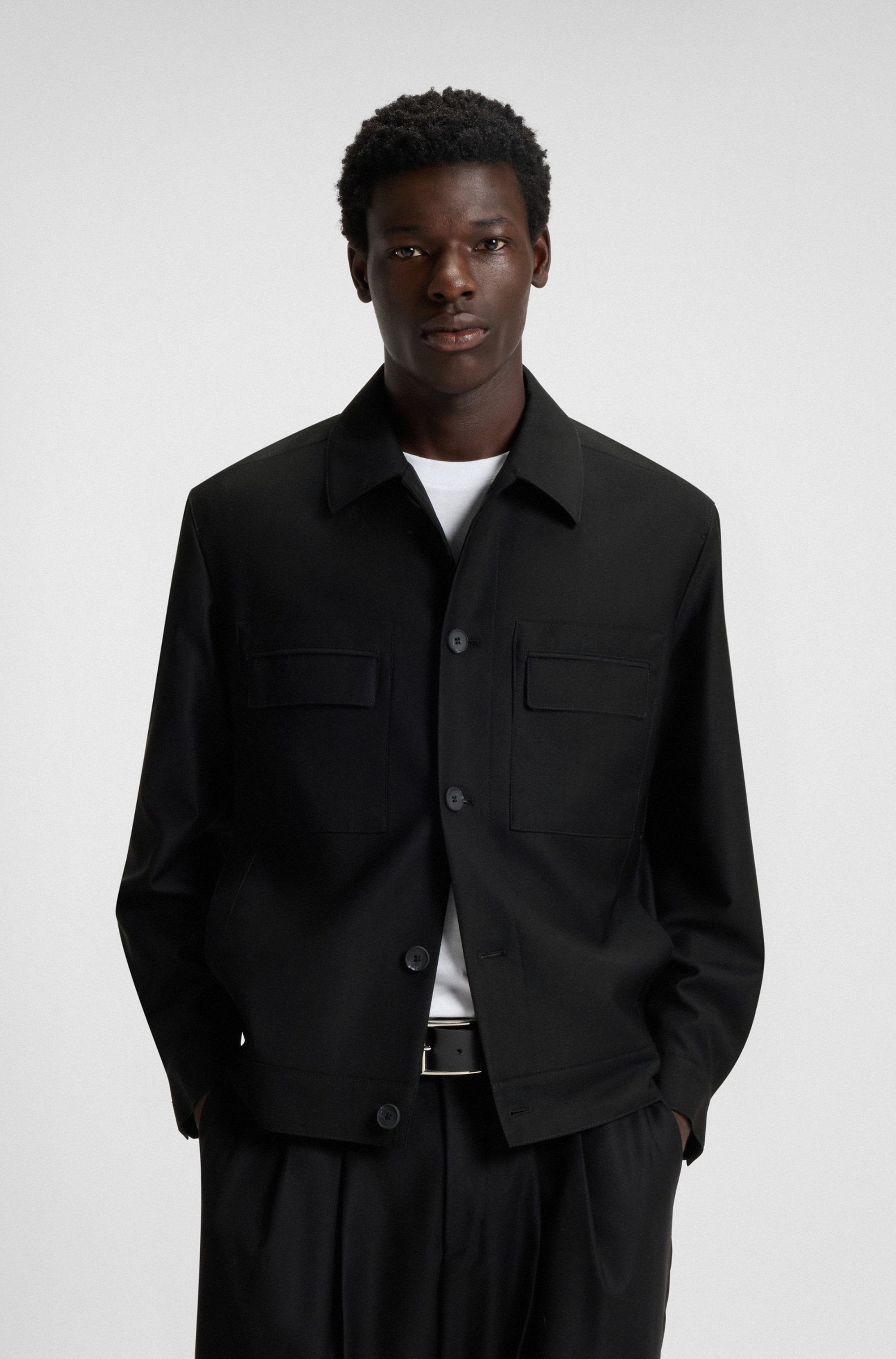 Slim-fit jacket in wool-blend twill