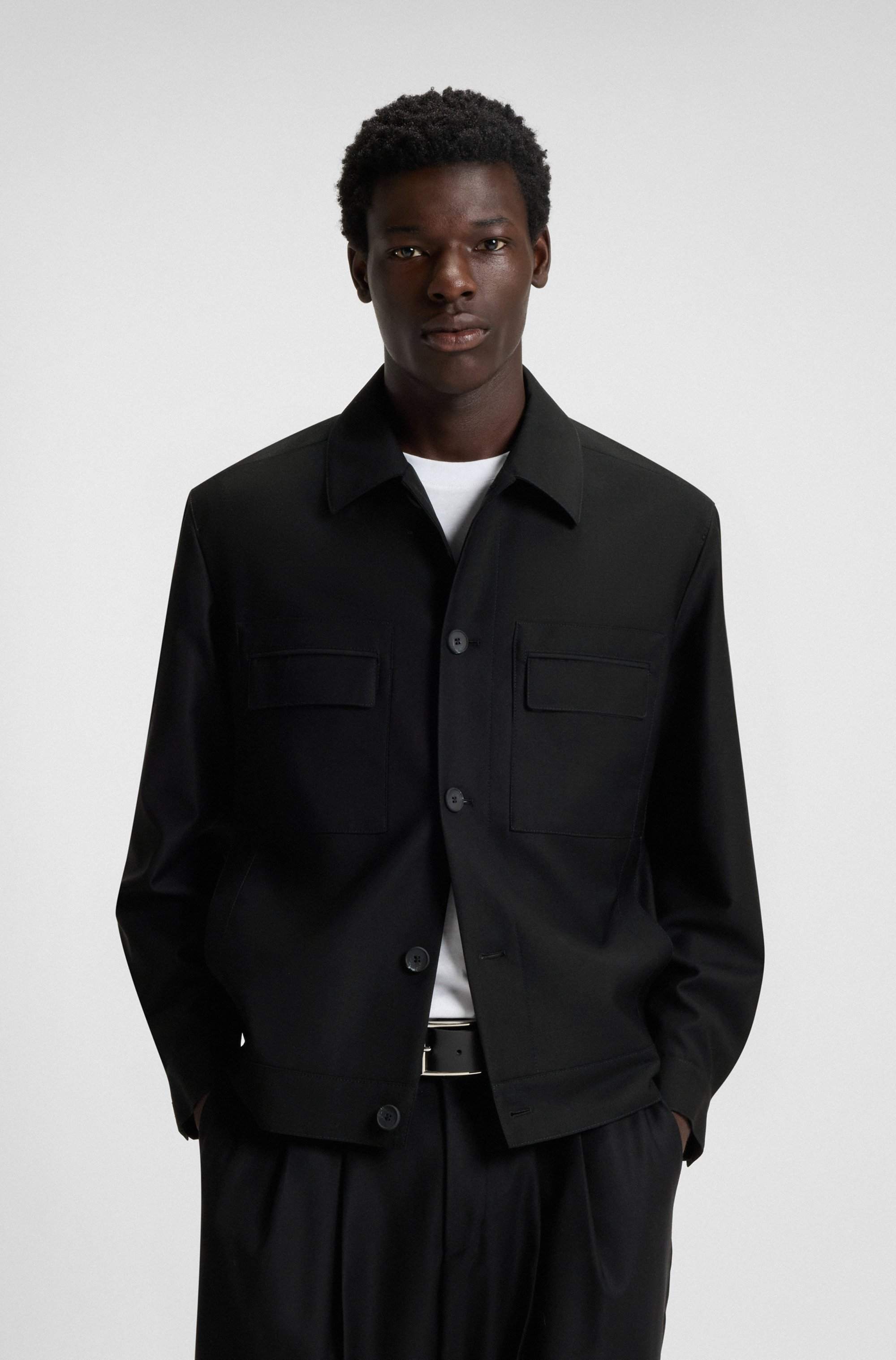 Slim-fit jacket in wool-blend twill