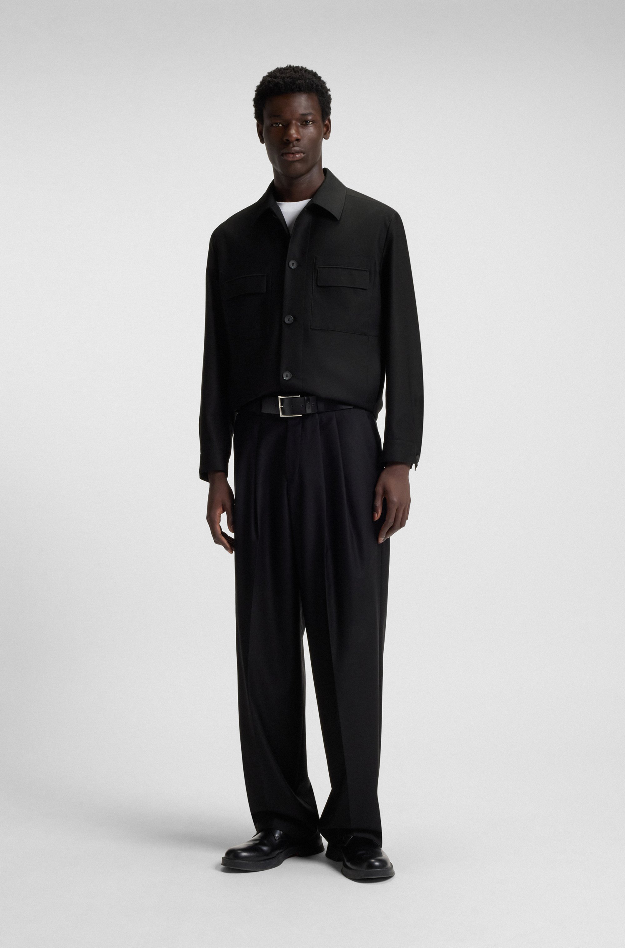 Slim-fit jacket in wool-blend twill