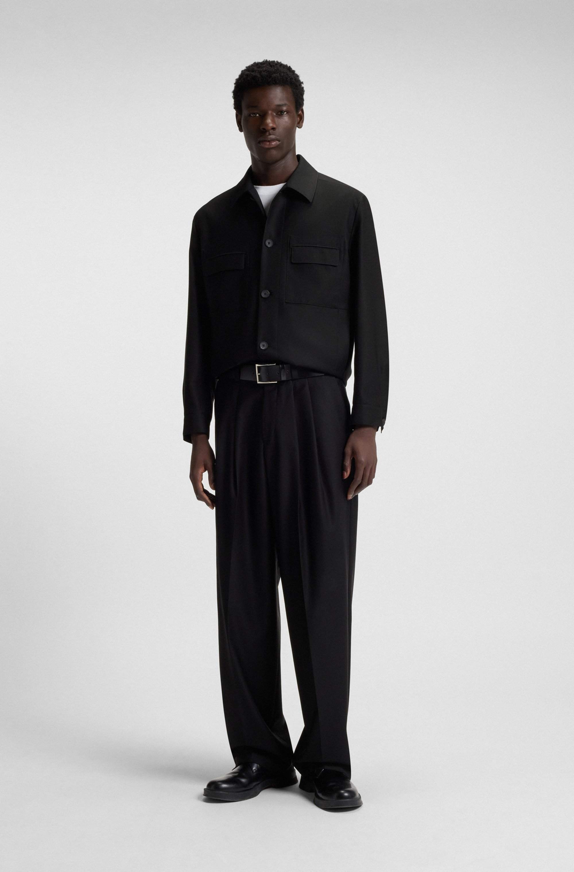 Slim-fit jacket in wool-blend twill