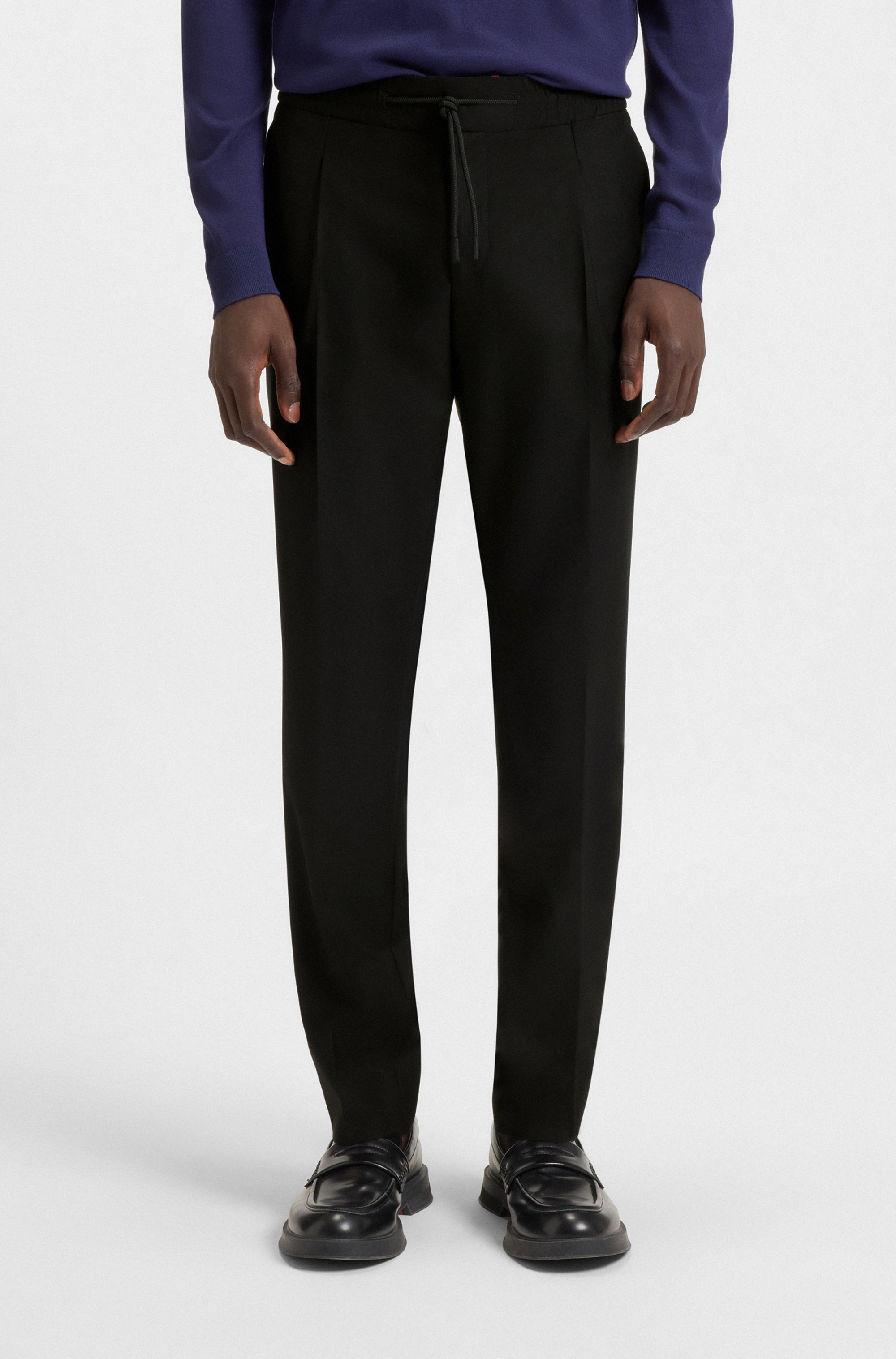 Slim-fit trousers in wool-blend twill