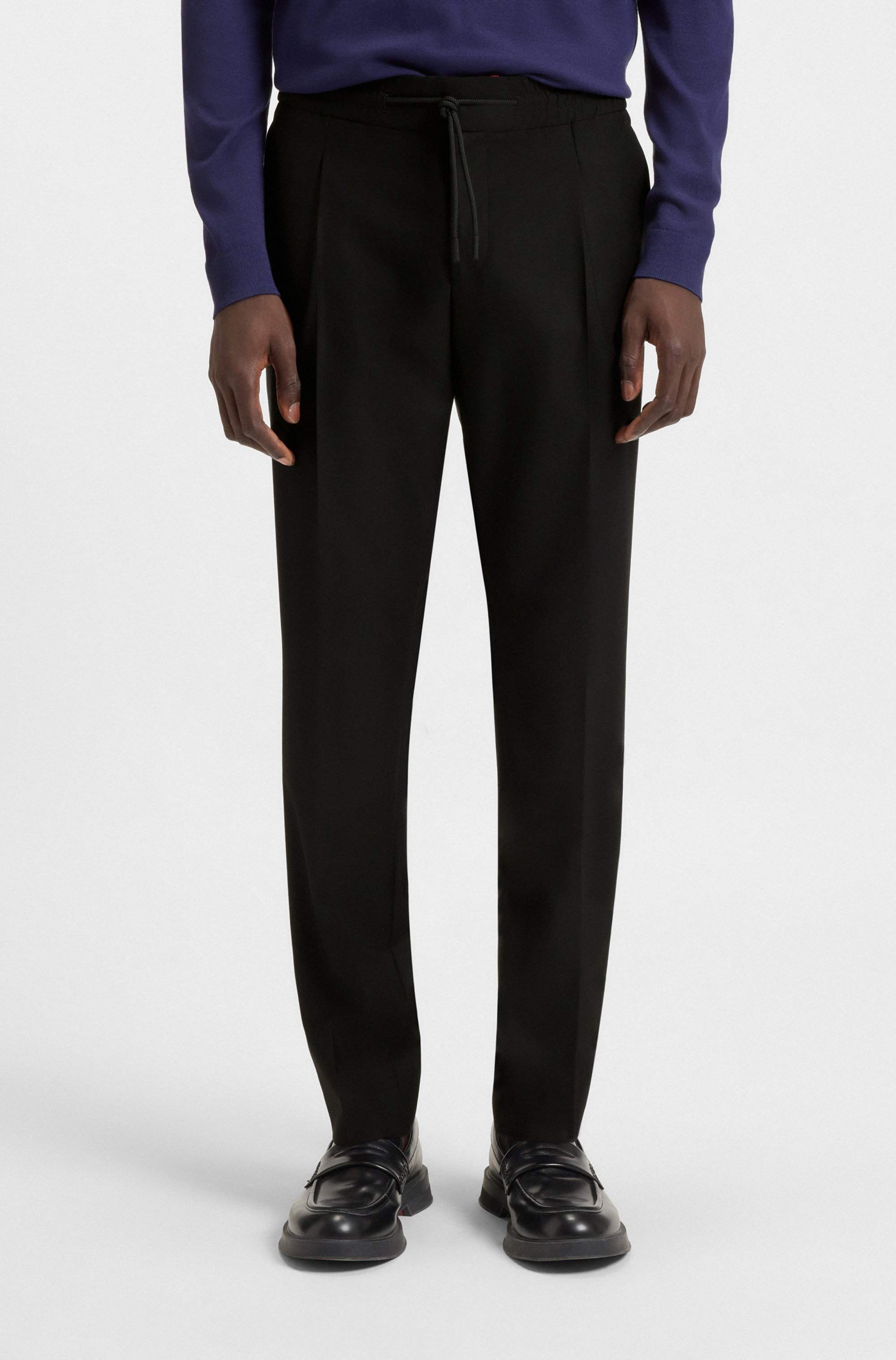 Slim-fit trousers in wool-blend twill