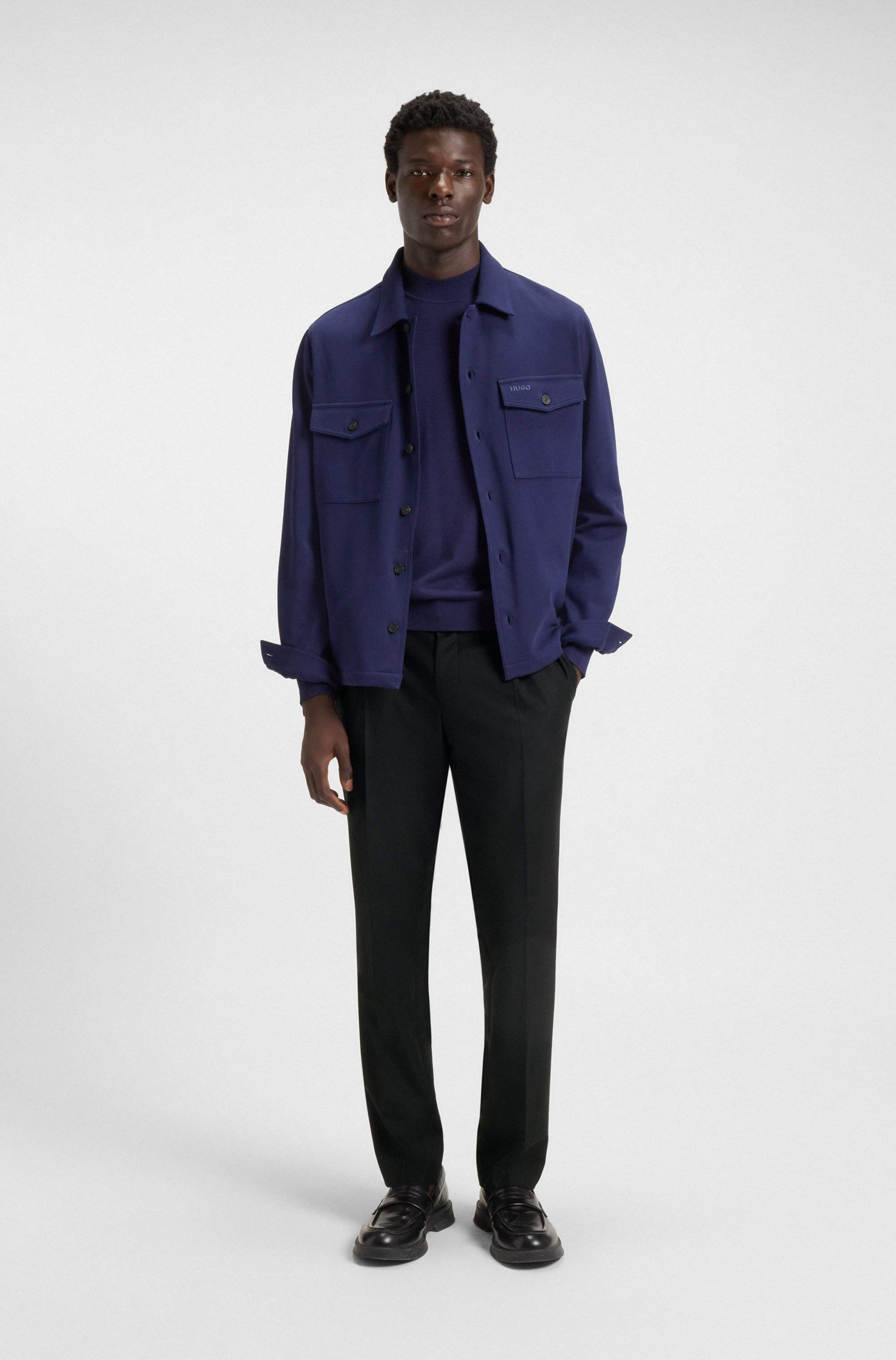 Slim-fit trousers in wool-blend twill